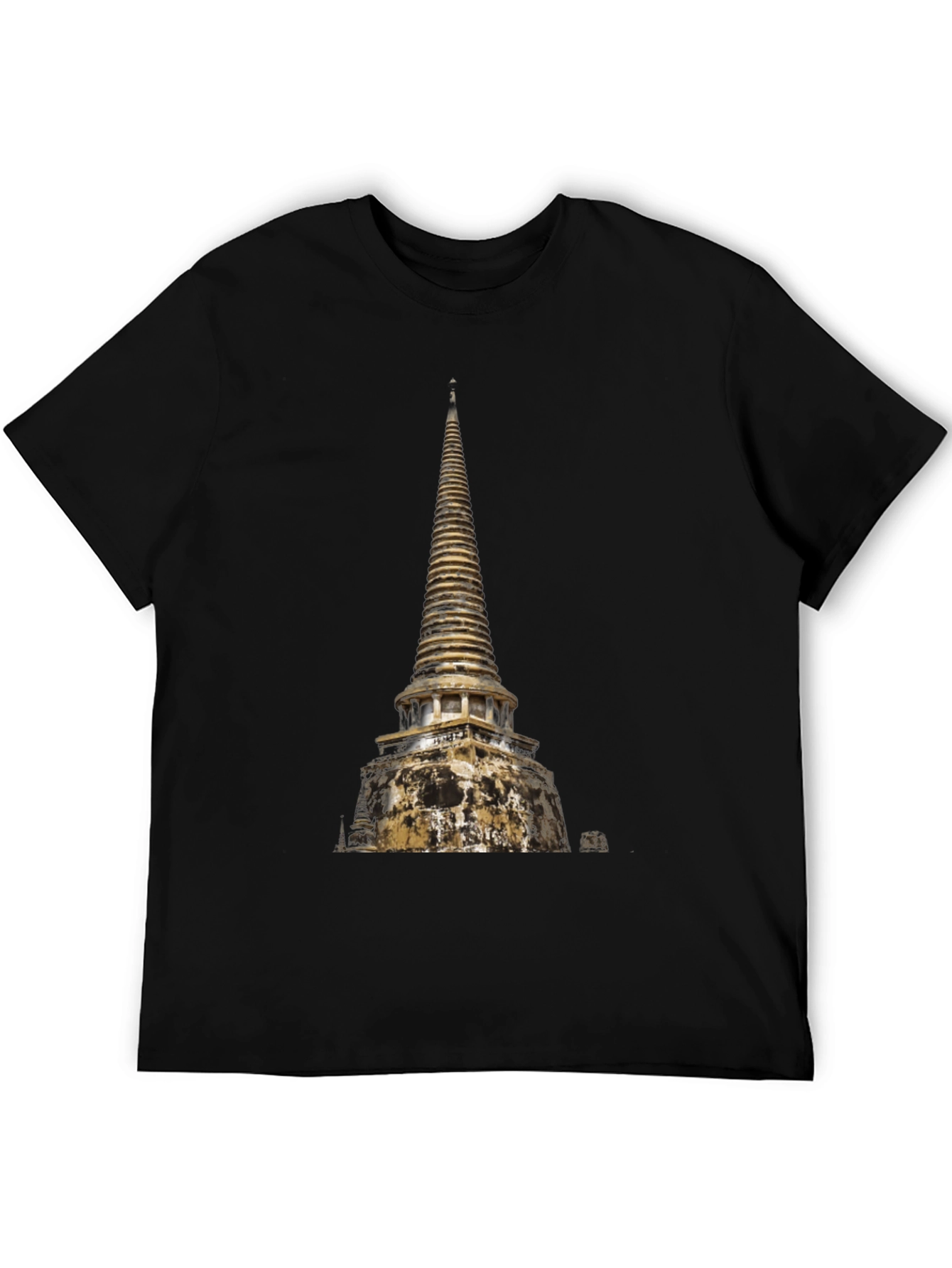 Black Temple Print Black T-Shirt view 5