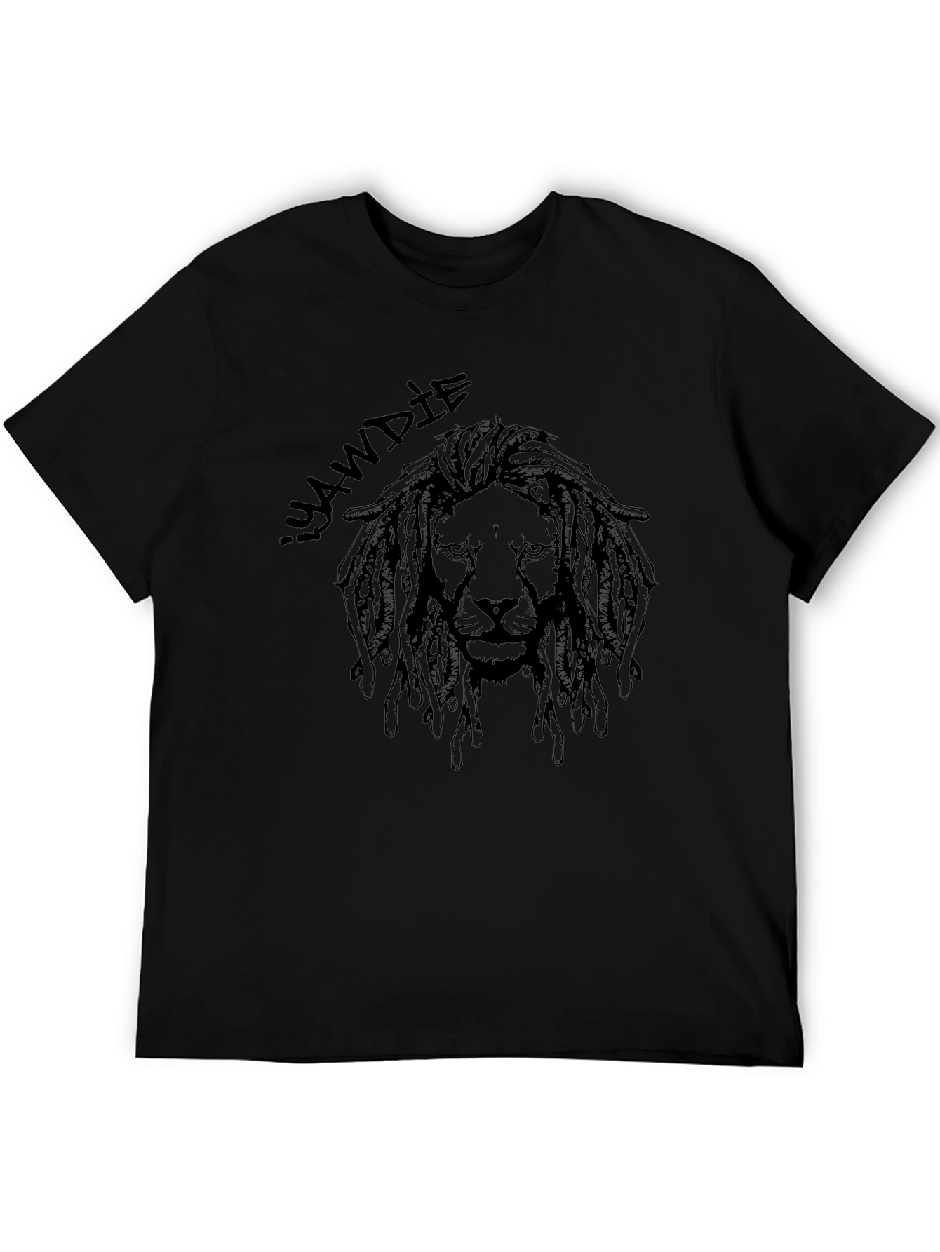 Black Lion Dreadlocks Graphic Print Black T-Shirt view 5