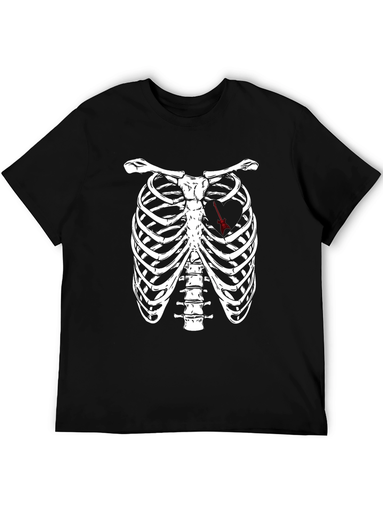 Black Rib Cage Arrow Heart Graphic Tee - Black view 5