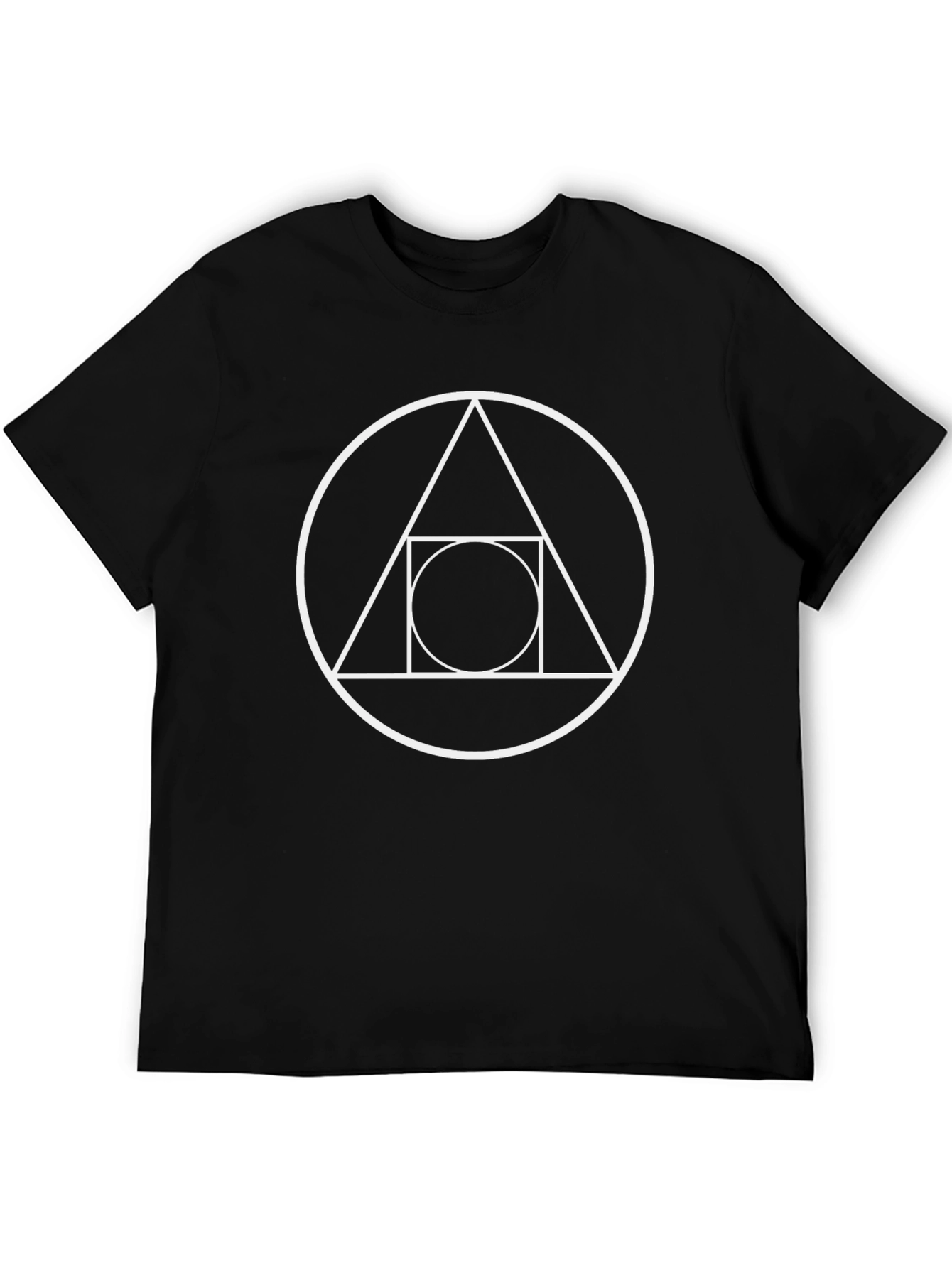 Black Geometric Symbol T-Shirt - Circle, Triangle, Square Design view 5