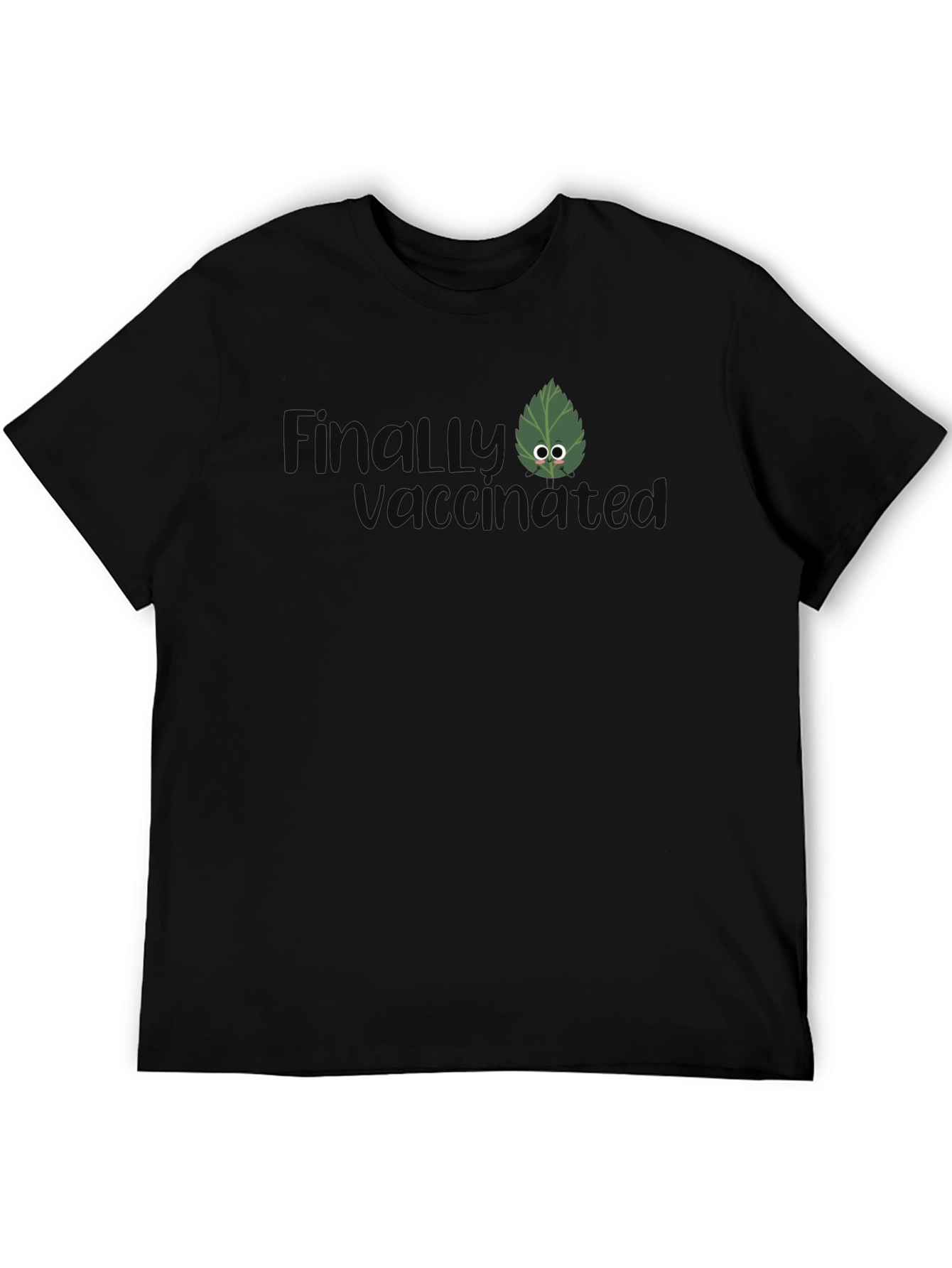 Black Finally Vaccinated Leaf T-Shirt view 5