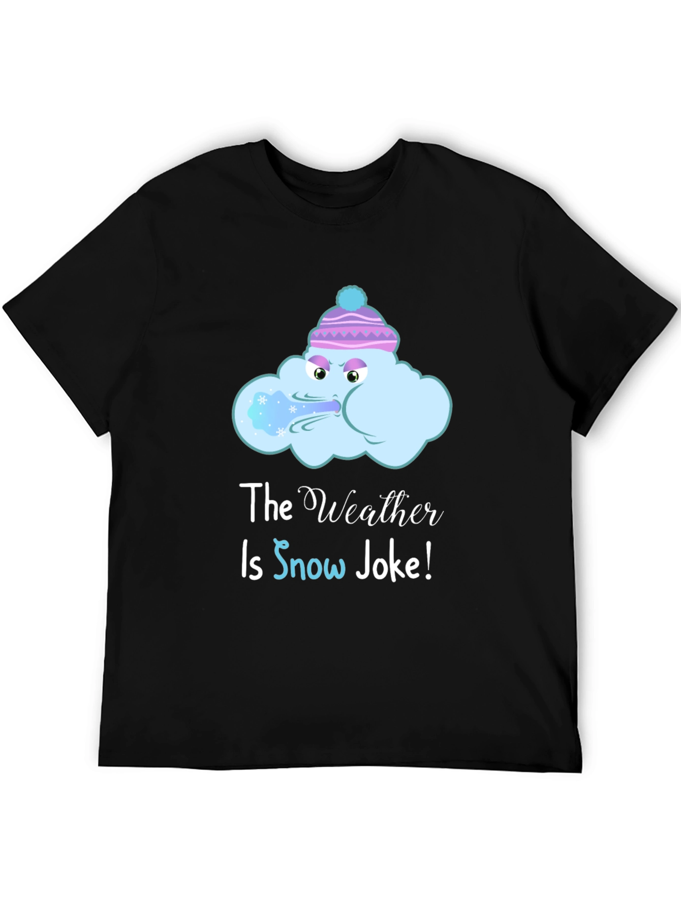 Black Funny Winter Weather T-Shirt - Snow Joke Graphic Tee view 5