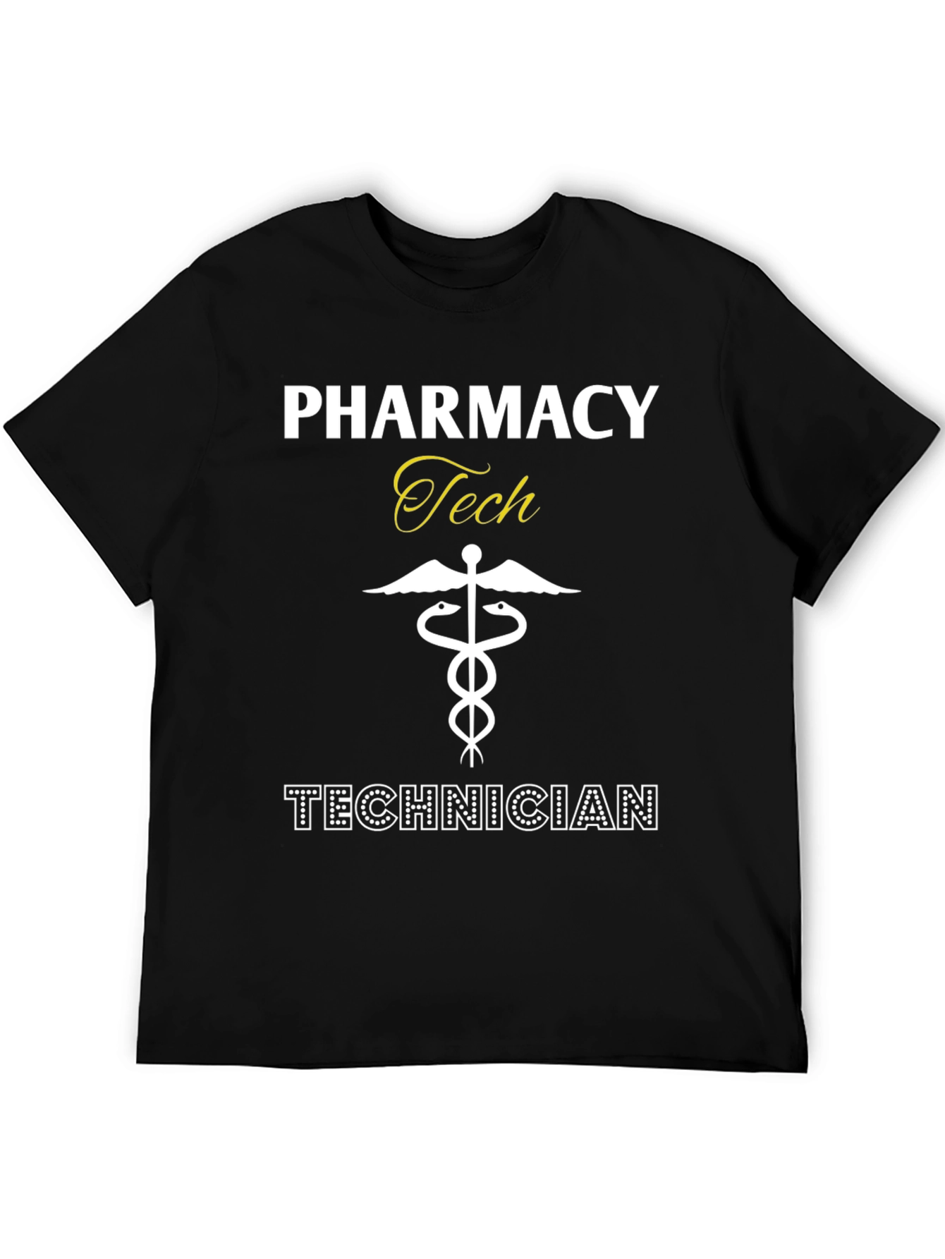 Black Pharmacy Technician T-Shirt - Caduceus Symbol view 5