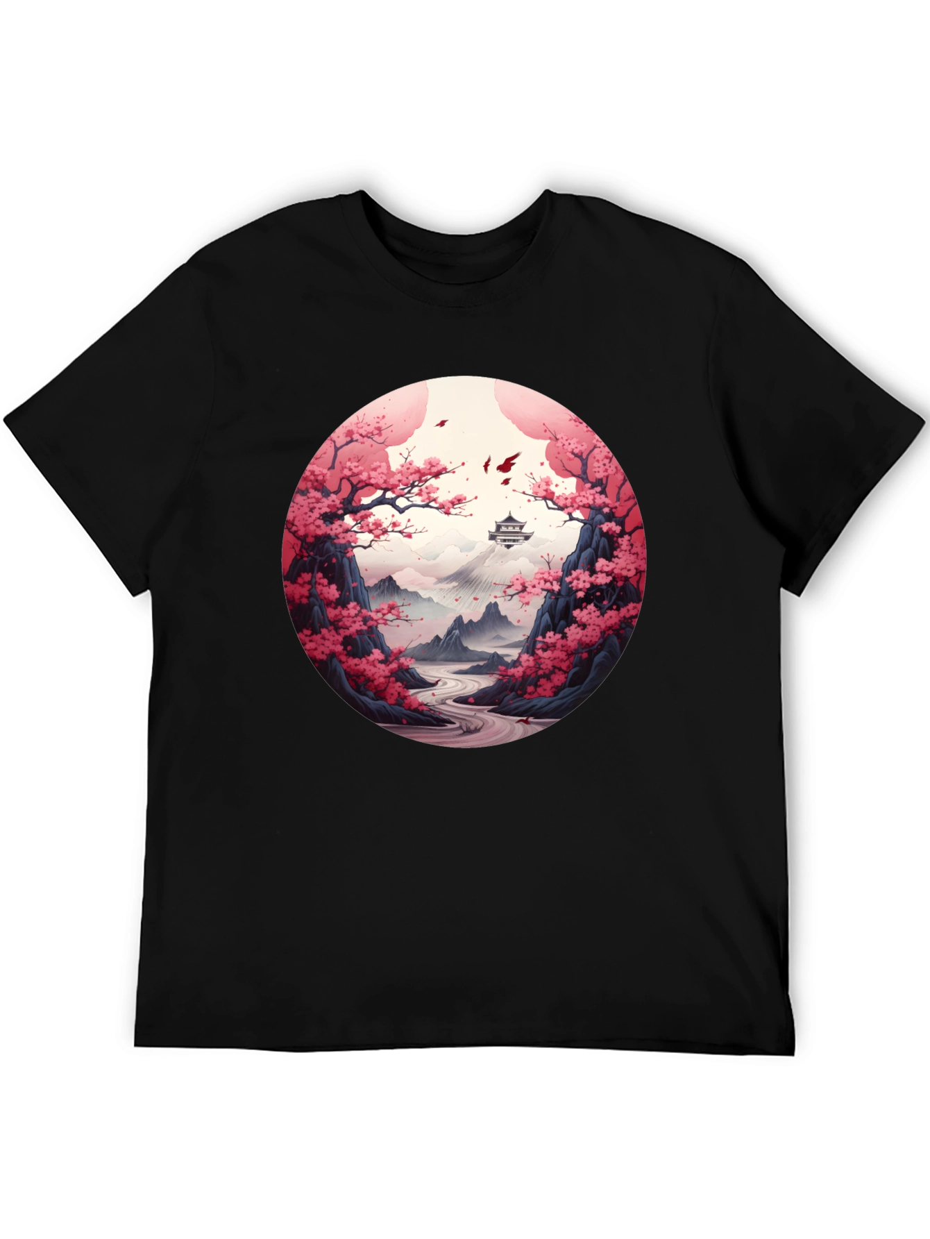 Black Cherry Blossom Mountain T-Shirt view 5