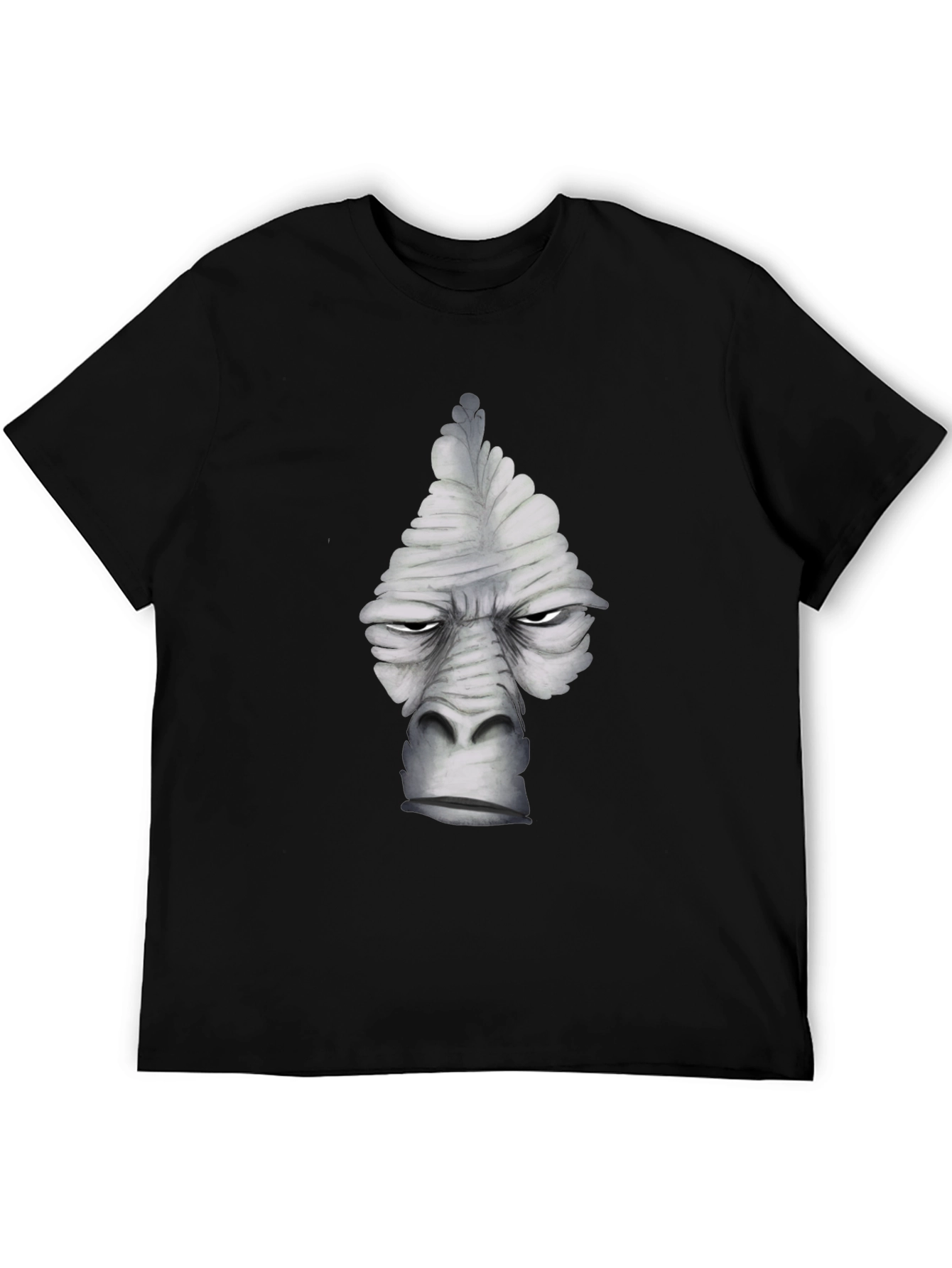 Black Cool Gray Gorilla Face Graphic T-Shirt view 5