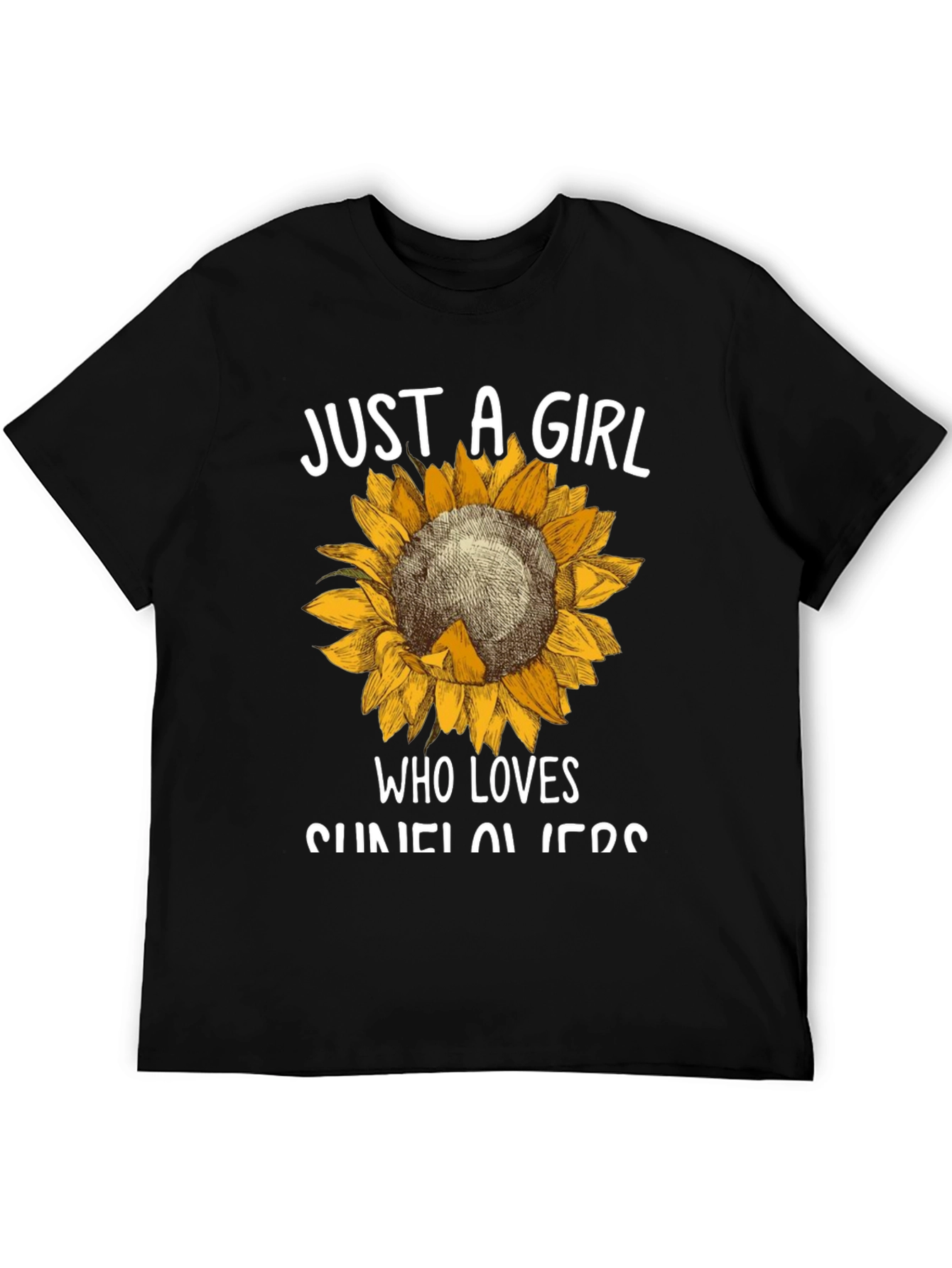 Black Sunflower Graphic Tee - Just A Girl Who Loves Sunflowers view 5