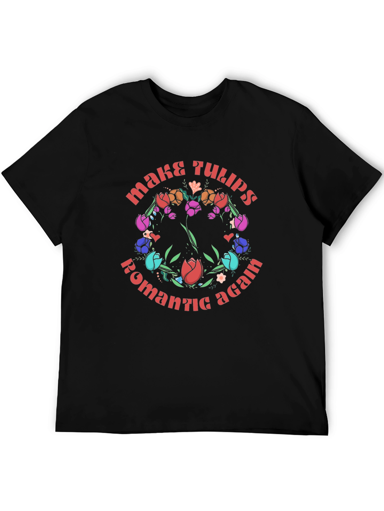 Black Romantic Tulips Graphic Tee view 5
