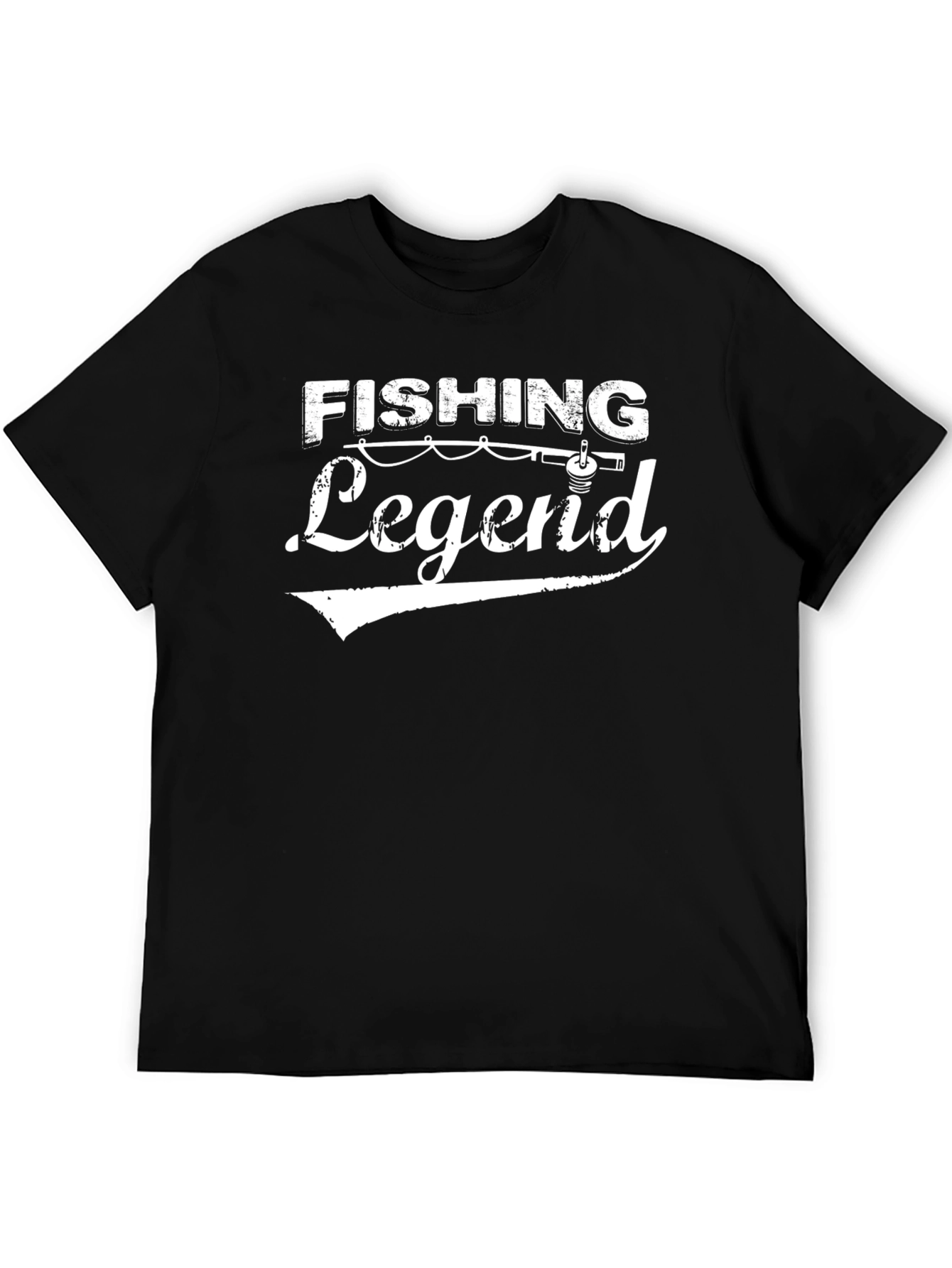 Black Fishing Legend Graphic Tee - Black Cotton T-Shirt view 5