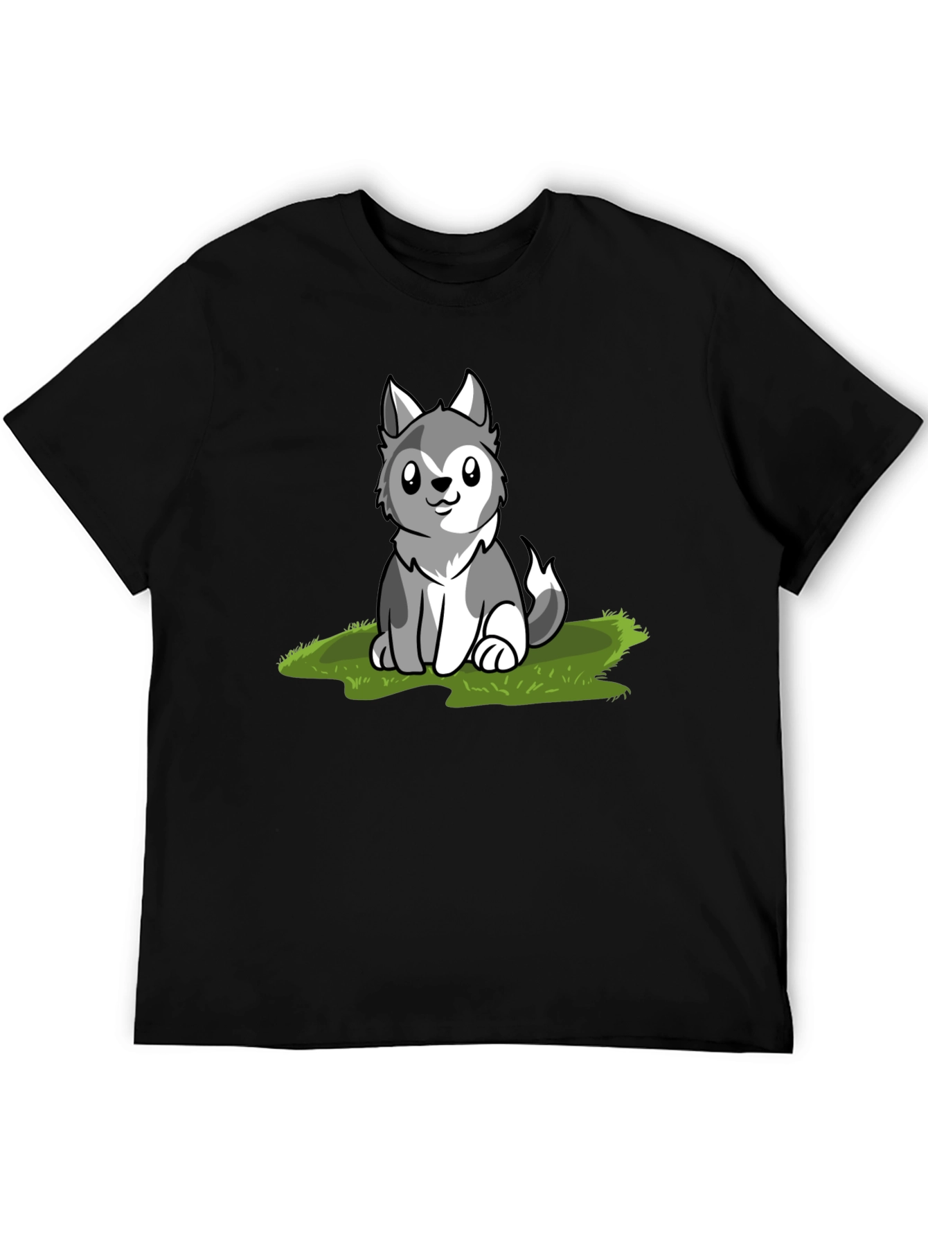 Black Cute Husky Puppy Graphic T-Shirt view 5