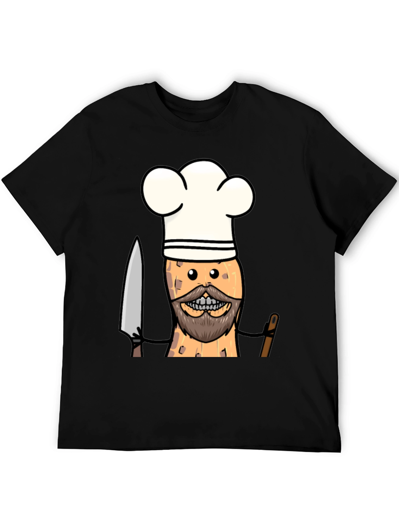 Black Chef Peanut Cartoon Graphic Tee - Black T-Shirt view 5