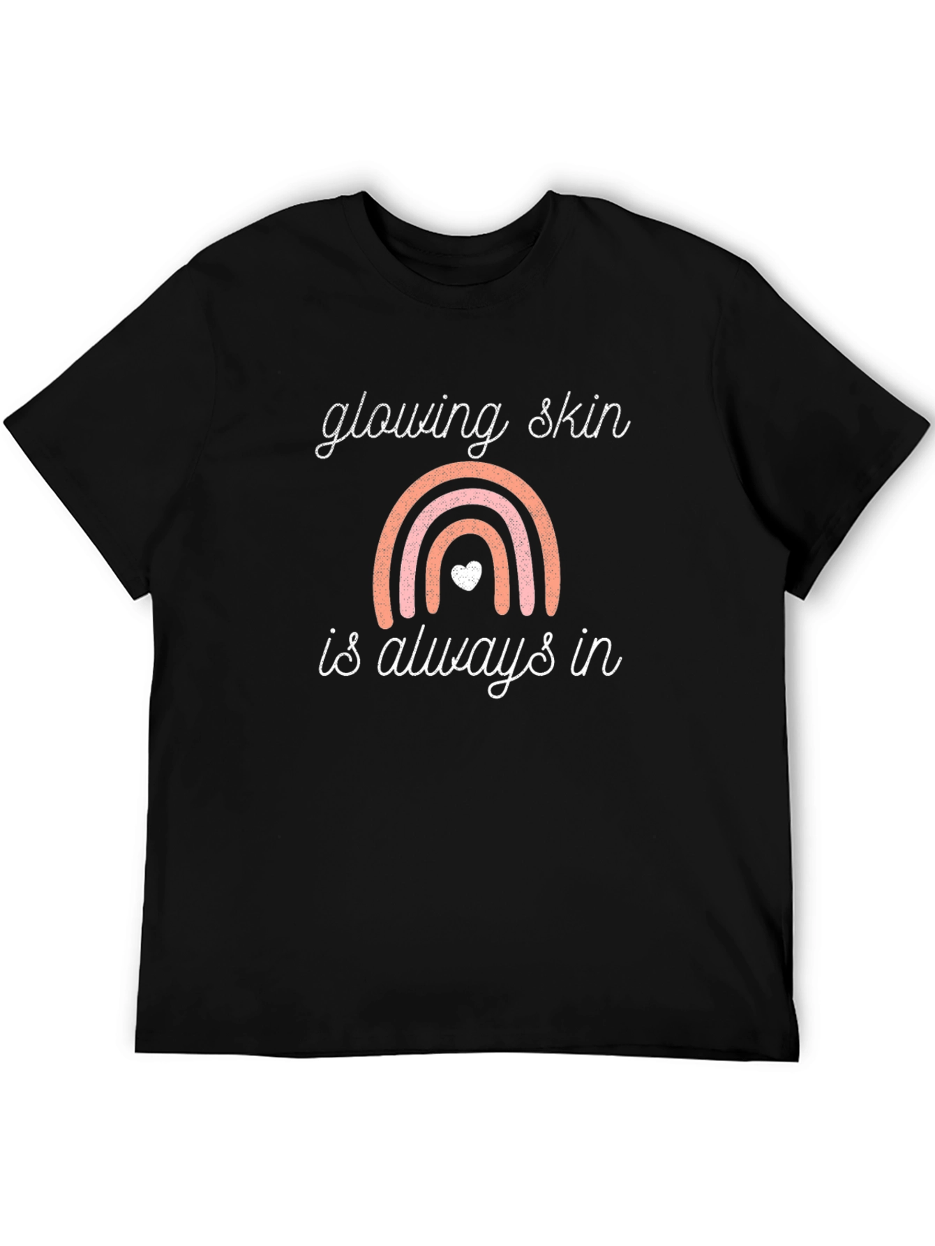 Black Glowing Skin T-Shirt: Rainbow Design Black Tee view 5