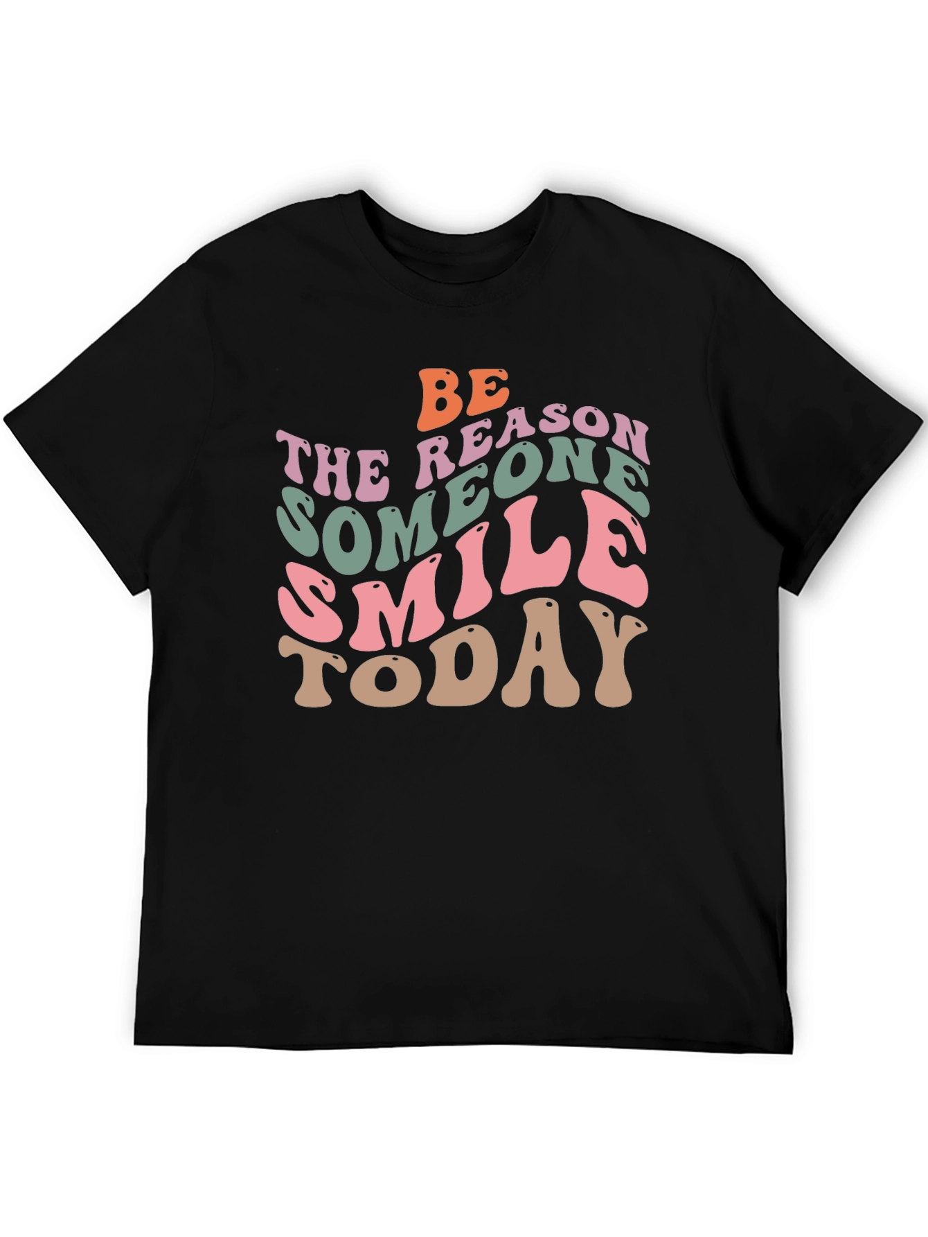 Black Retro Graphic T-Shirt: Be the Reason Someone Smiles Today view 5