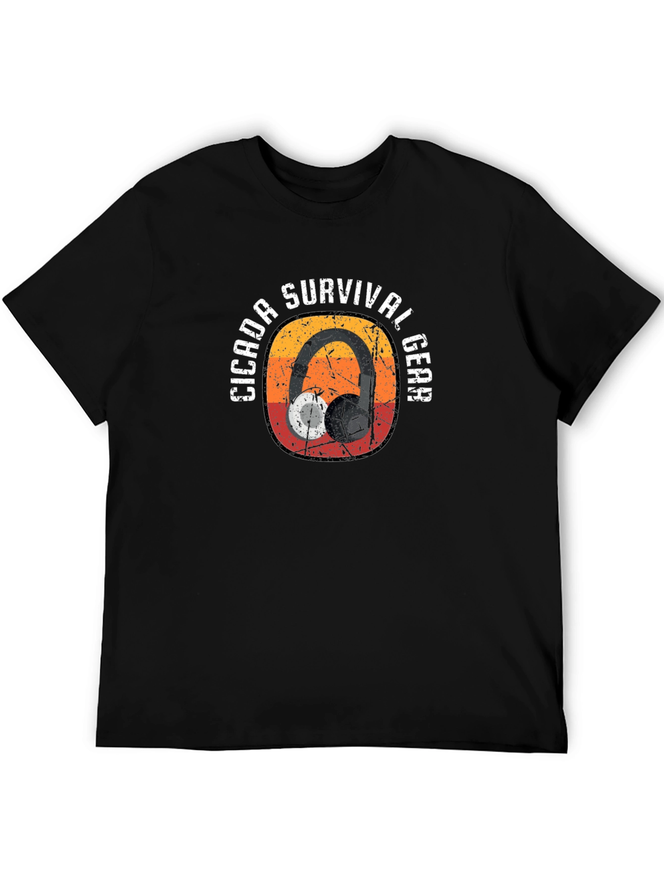 Black Cicada Survival Gear Headphone T-Shirt view 5