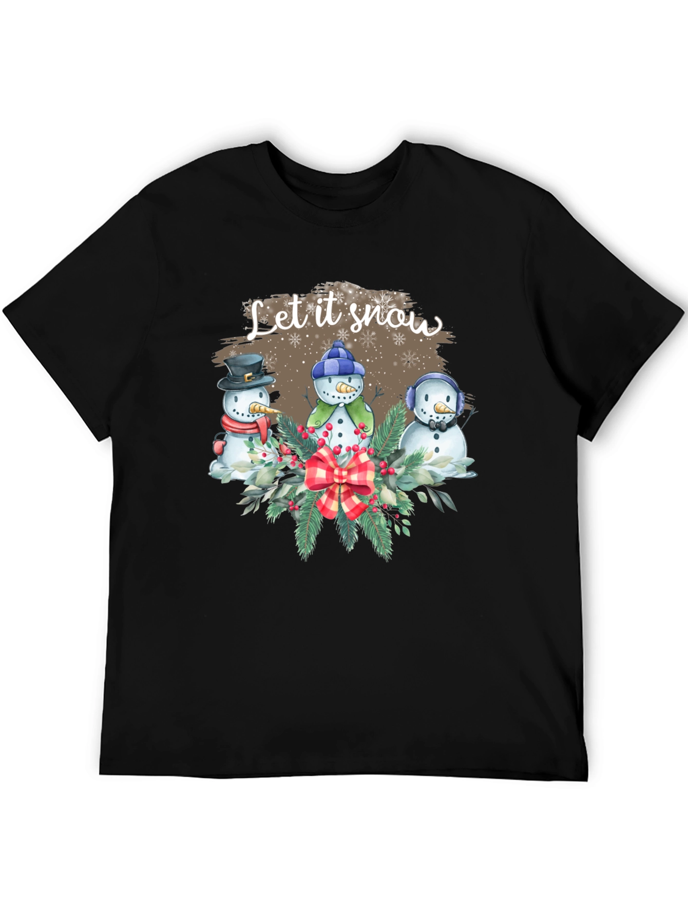 Black Festive 'Let it Snow' Holiday Graphic Tee view 5