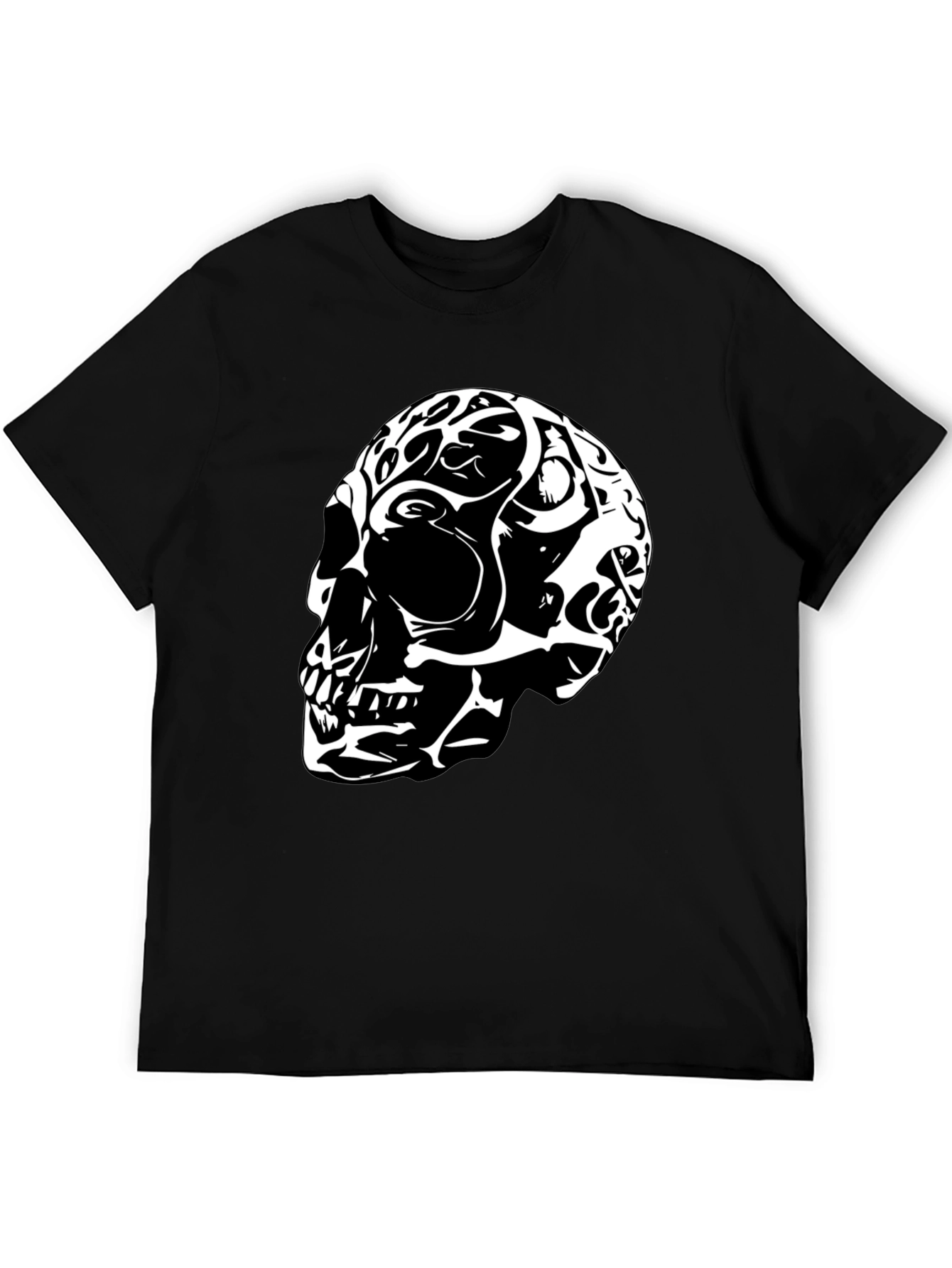 Black Skull Graphic T-Shirt - Black view 5