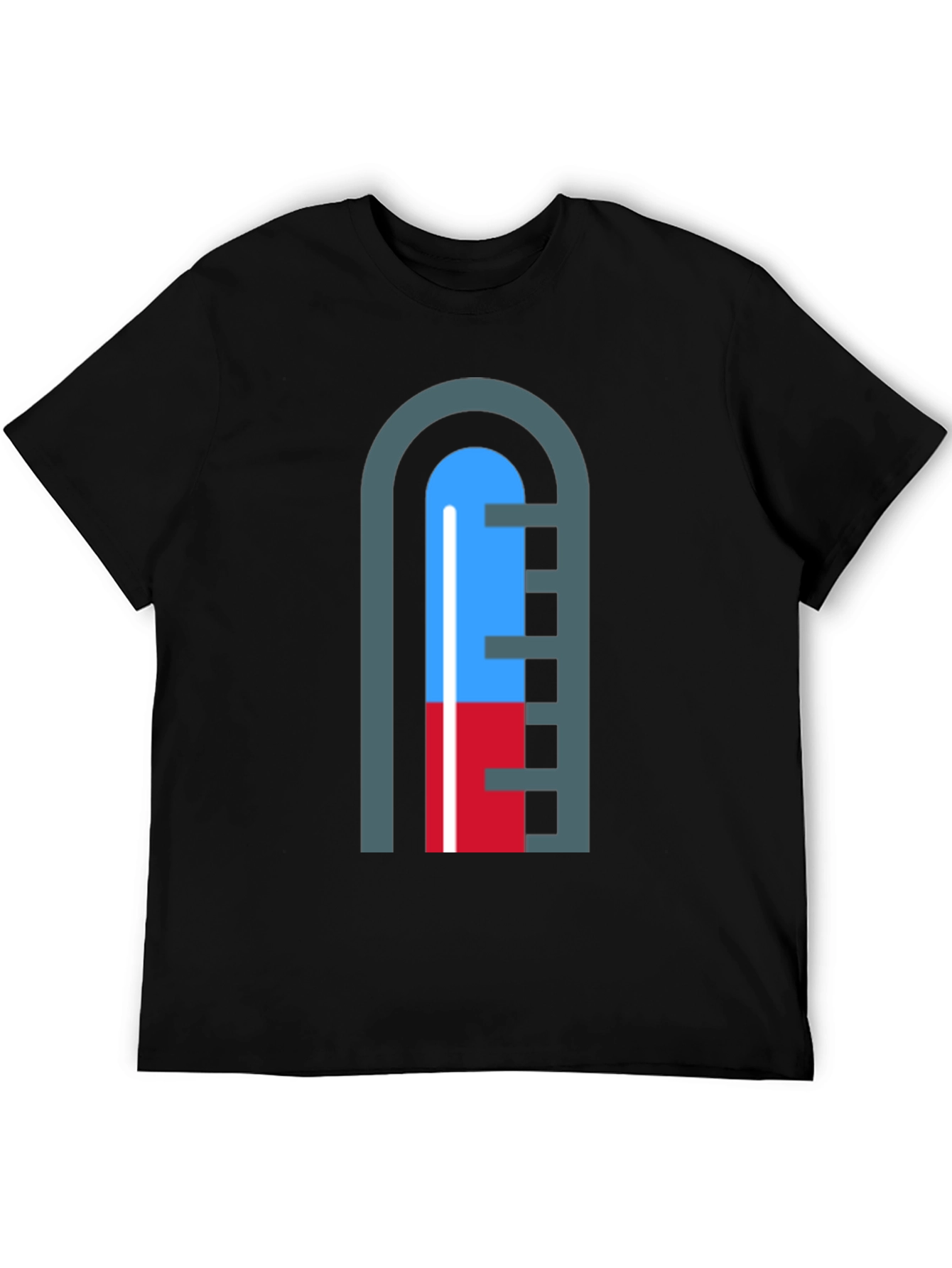 Black Unique Graphic Thermometer Tee - Black Cotton Shirt view 5