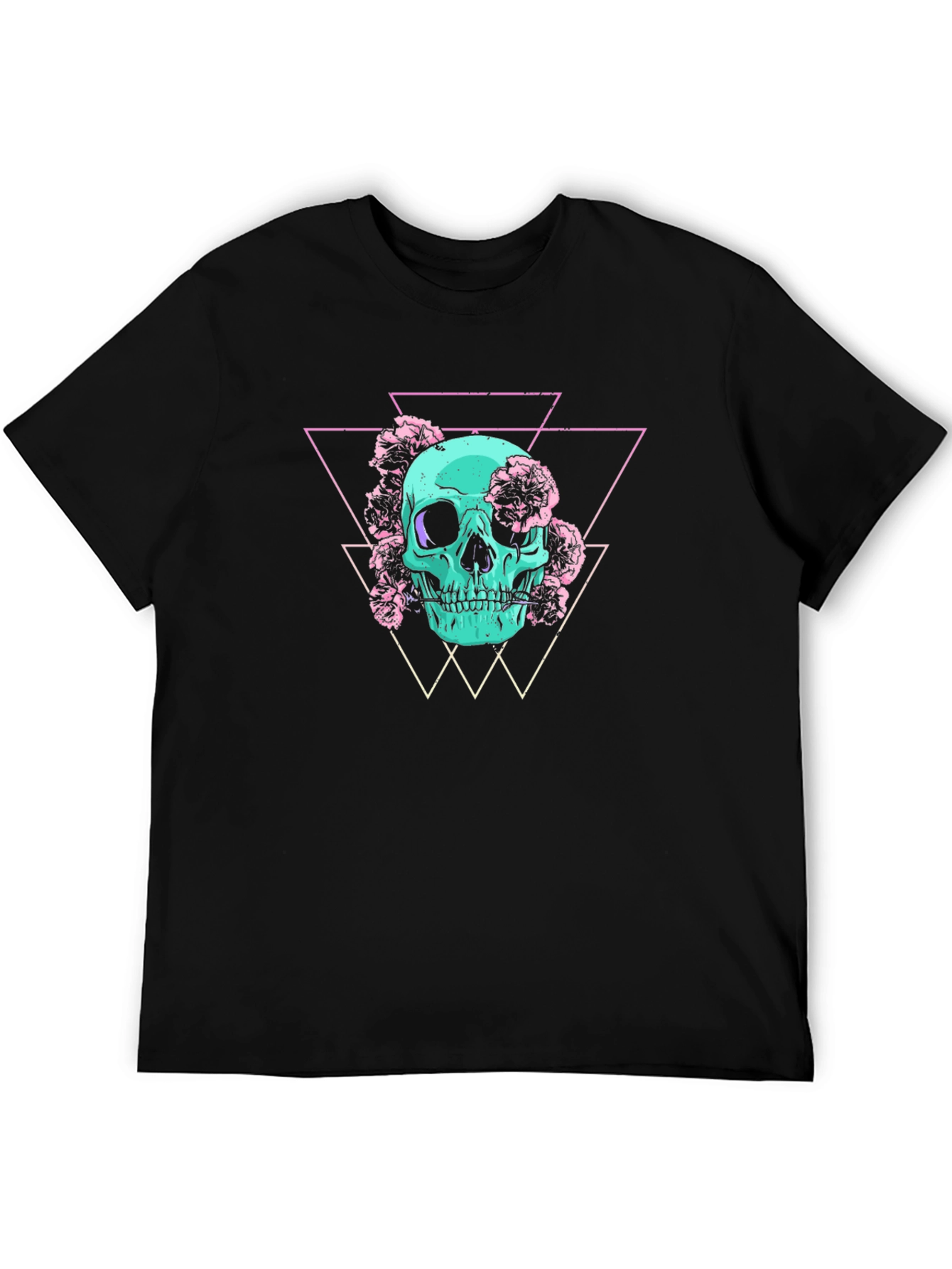Black Skull & Flowers Graphic Tee - Edgy Style view 5