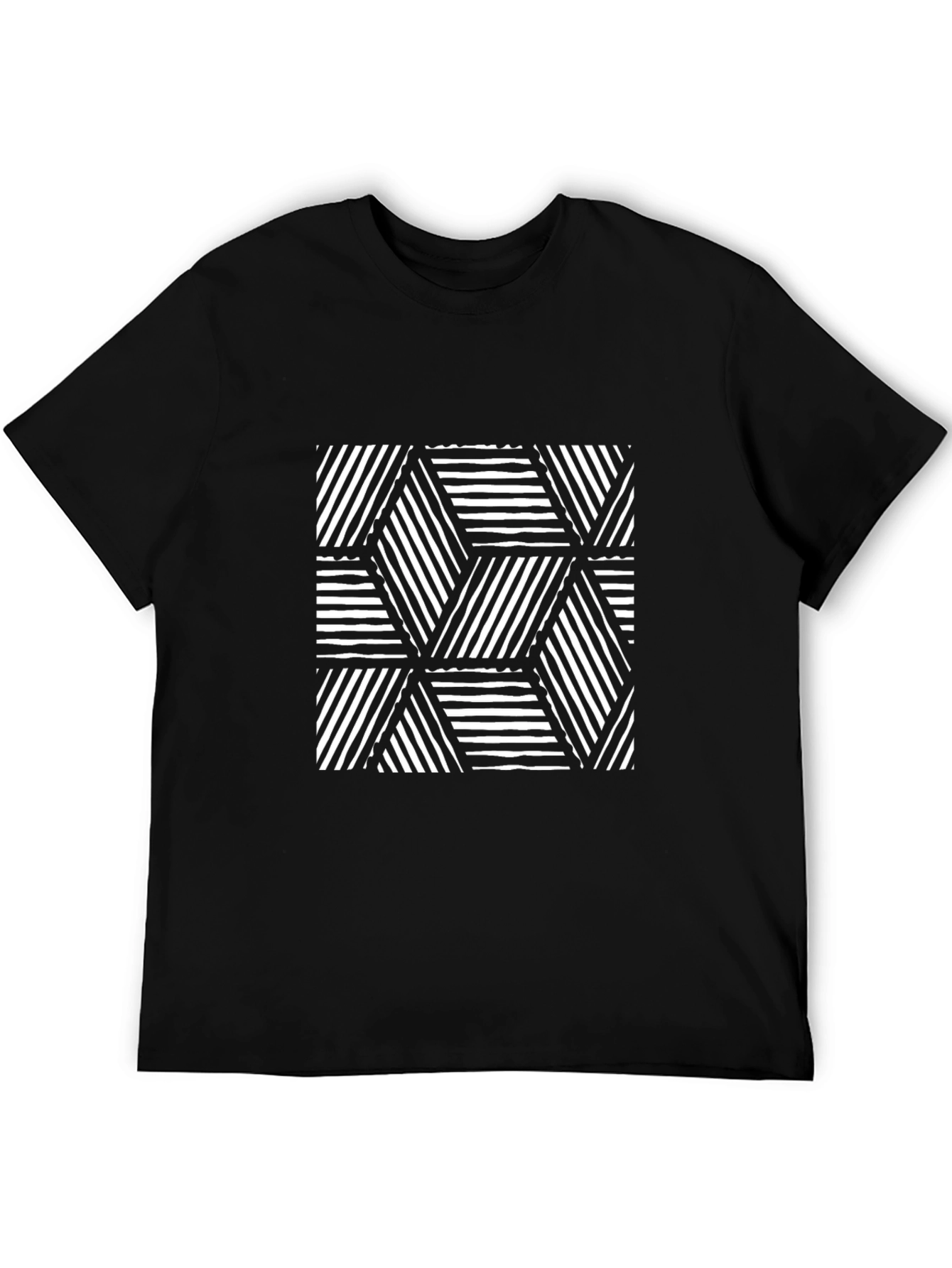 Black Geometric Pattern Tee - Black view 5