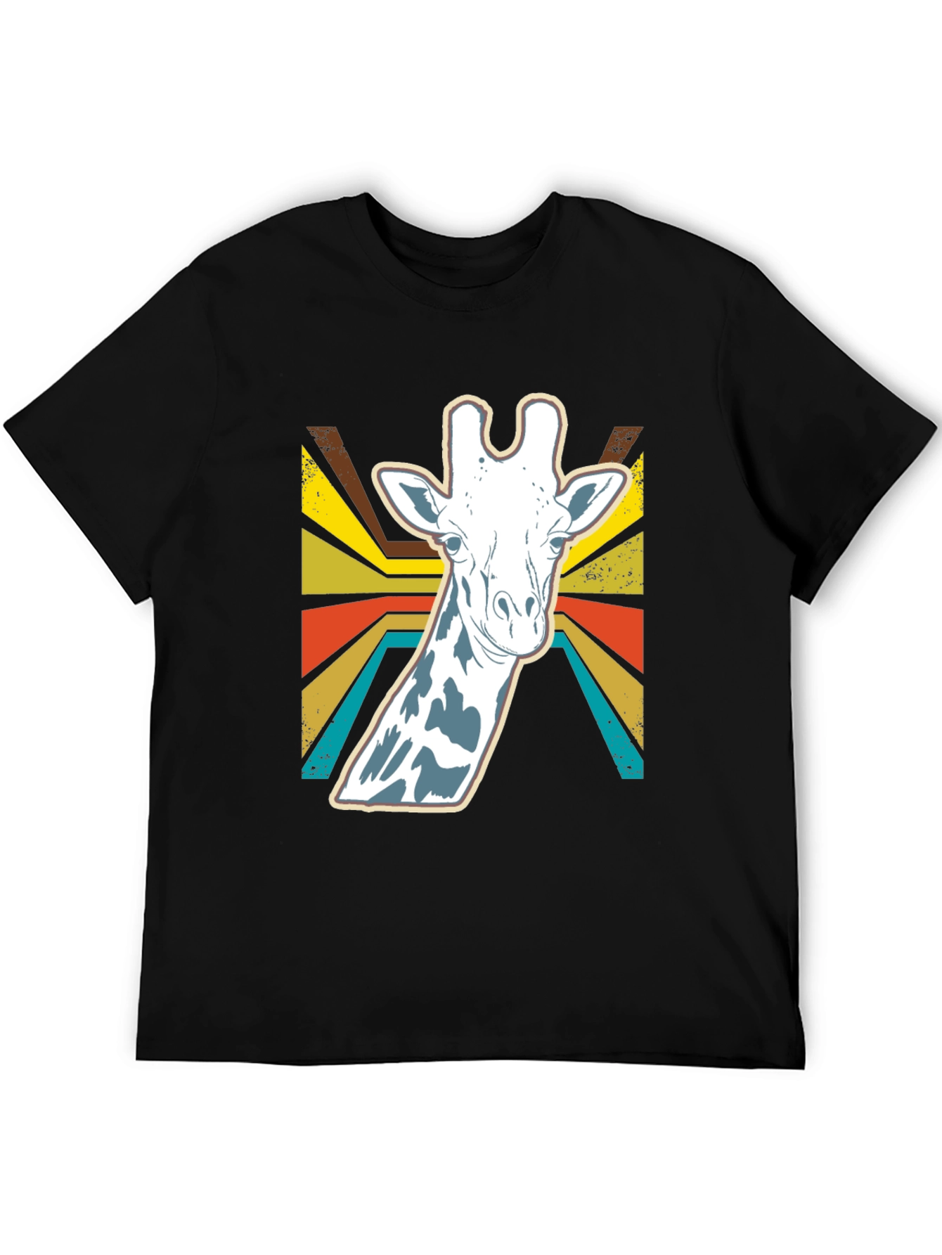 Black Retro Giraffe Graphic Tee - Stylish Animal Print Shirt view 5