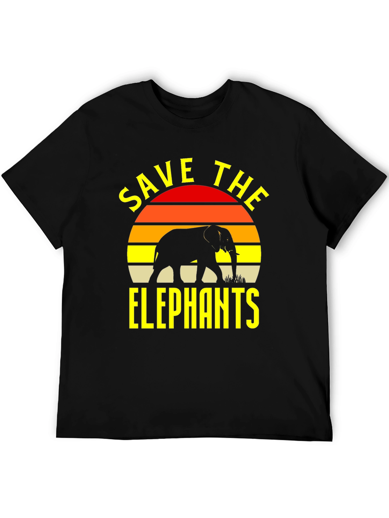 Black Save The Elephants T-Shirt Black Wildlife Conservation Tee view 5