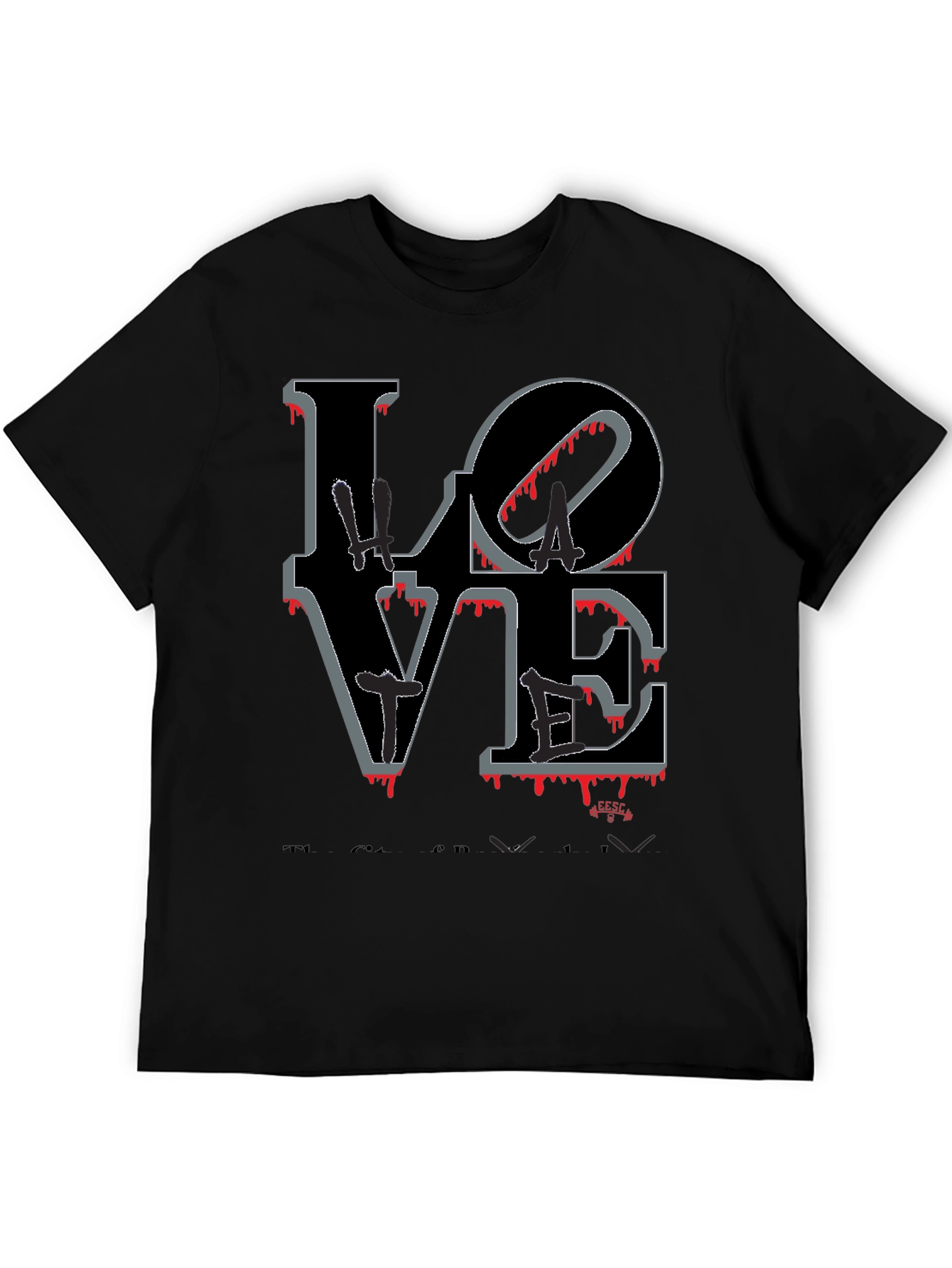 Black Bloody Love Graphic T-Shirt - Men's Crew Neck Tee view 5
