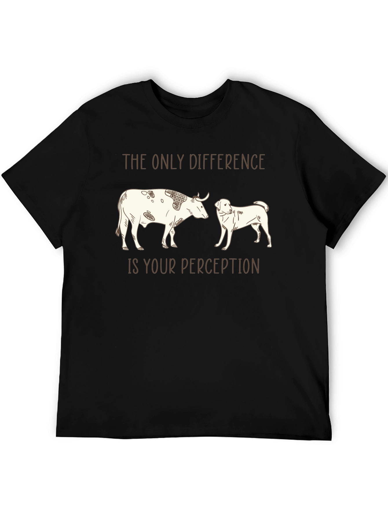 Black Perception Tee: Cow & Dog Graphic T-Shirt view 5