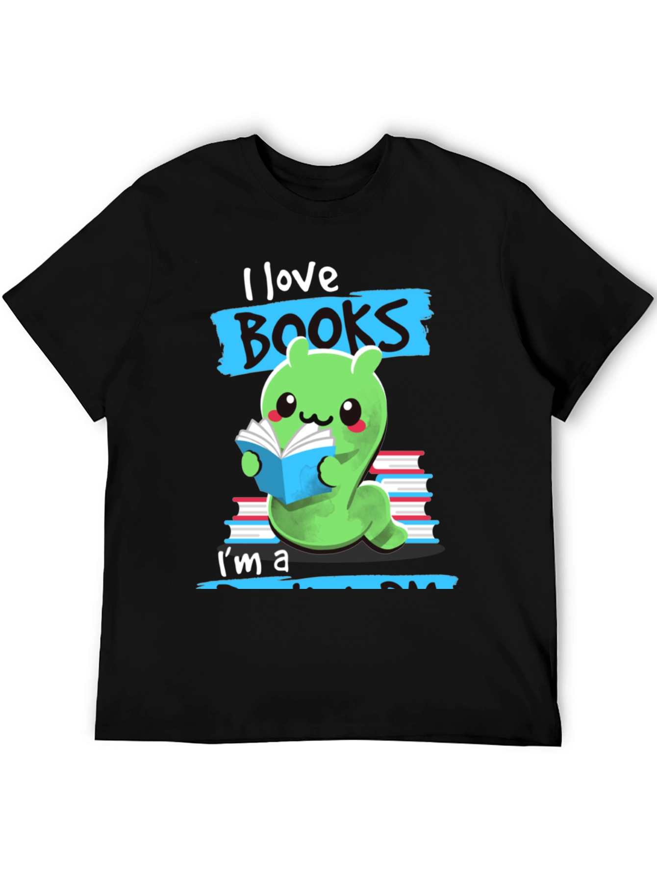 Black I Love Books Worm T-Shirt view 5