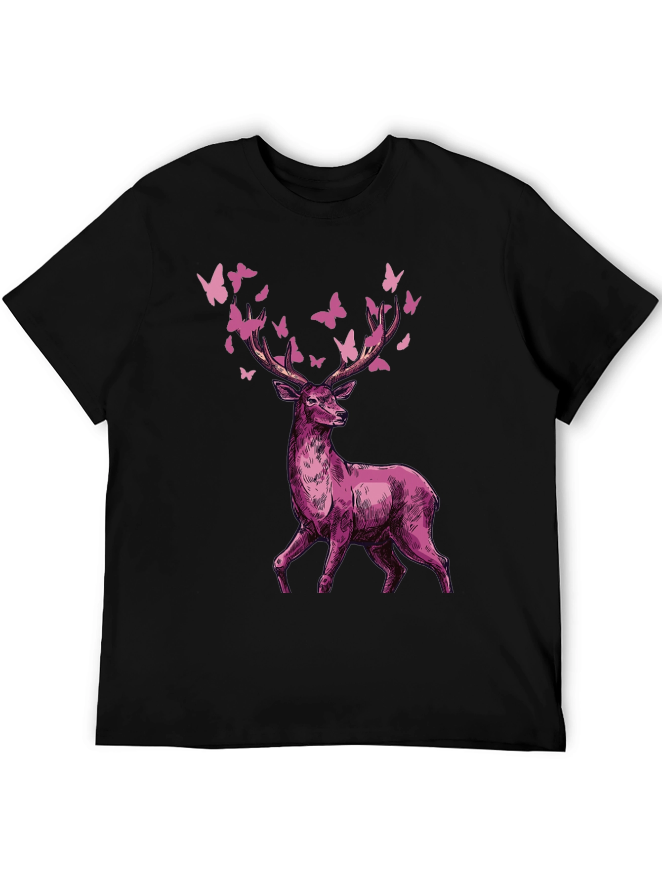Black Deer & Butterfly Graphic Tee view 5