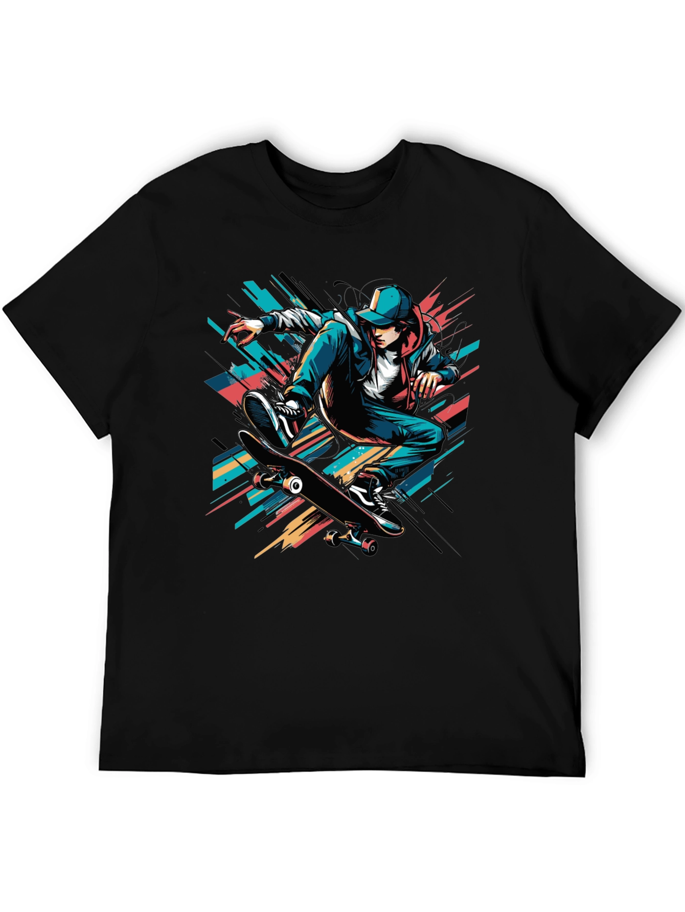Black Skater Graphic Tee - Cool Black T-Shirt view 5