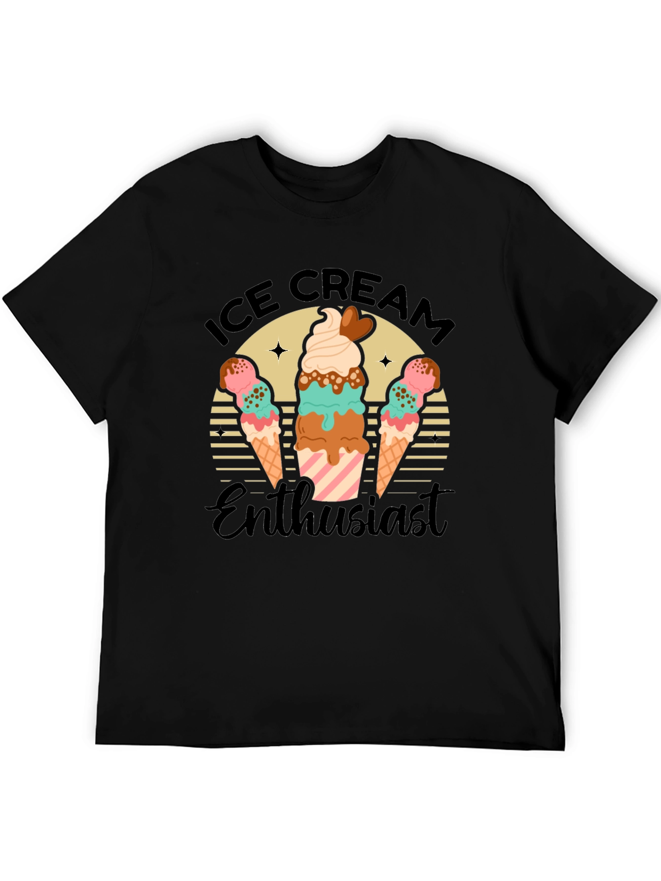 Black Ice Cream Enthusiast Graphic Tee view 5