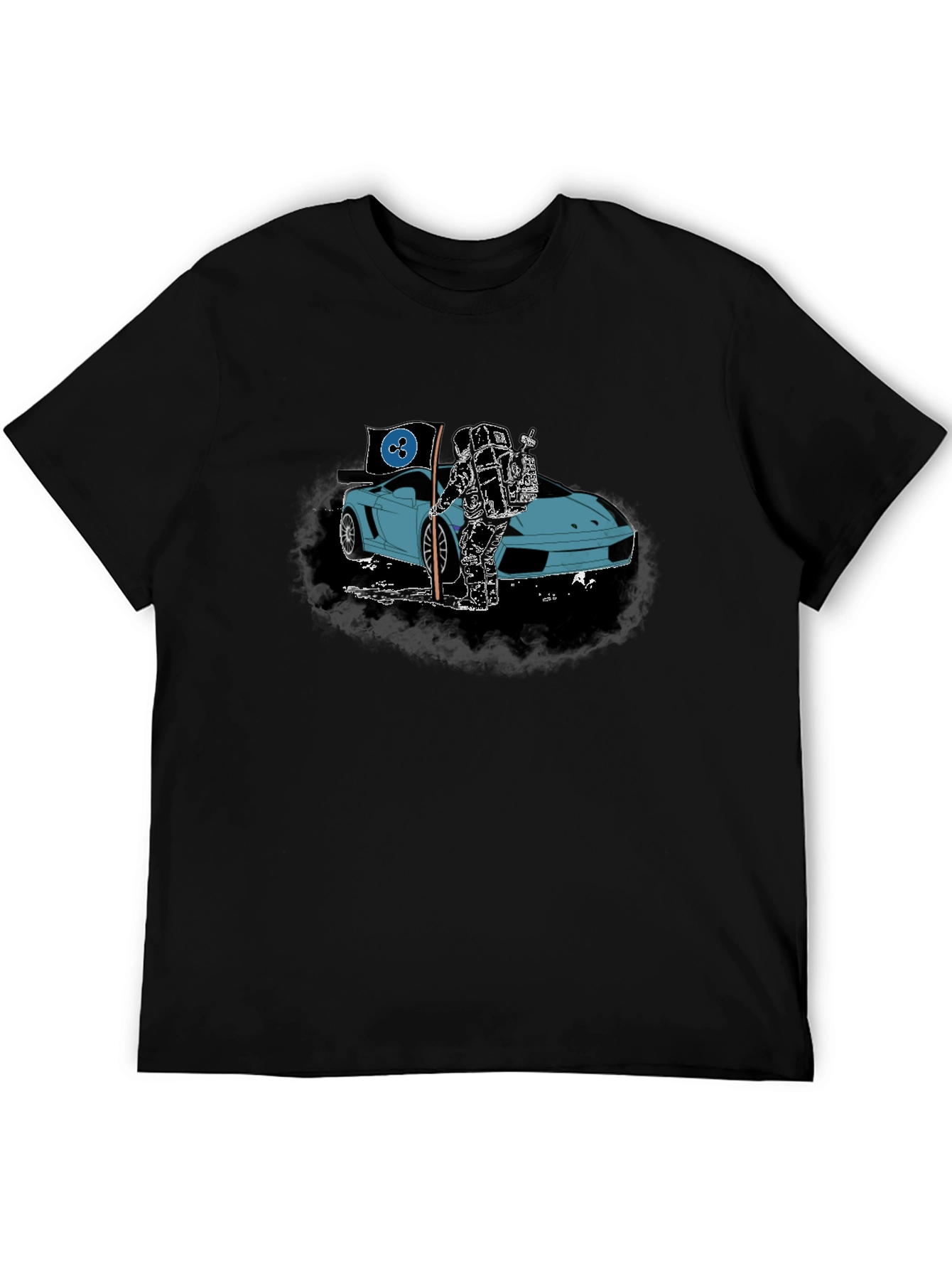 Black Astronaut & Sports Car Graphic T-Shirt view 5