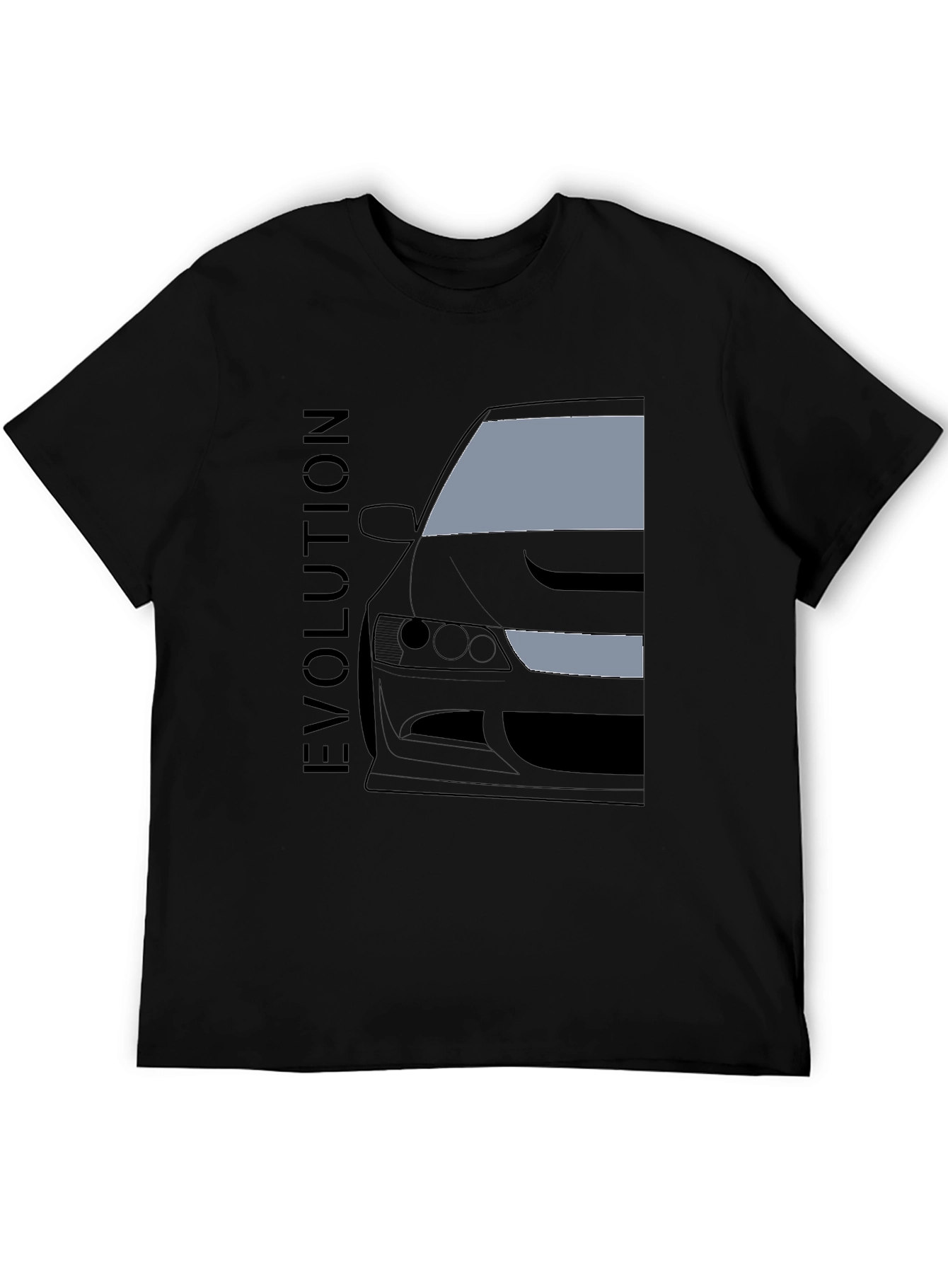 Black Evolution Car Graphic Tee - Black Cotton T-Shirt view 5