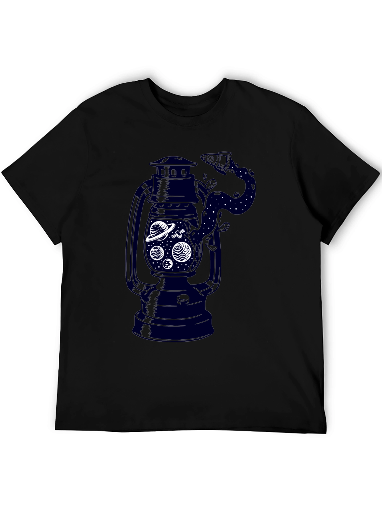 Black Men's Black Graphic T-Shirt - Lantern Space Design view 5