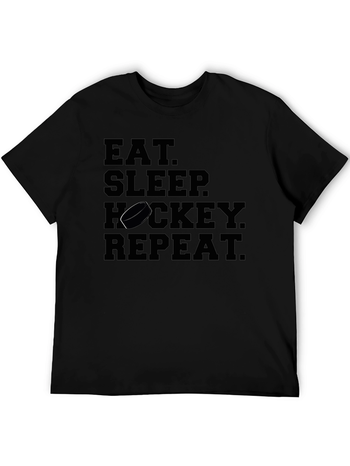 Eat Sleep Hockey Repeat Black T-Shirt - 5