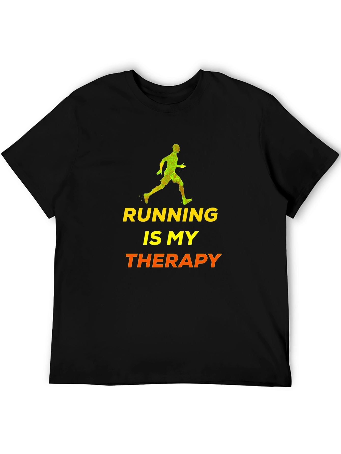 Black Running Is My Therapy T-Shirt - Black Cotton Blend view 5