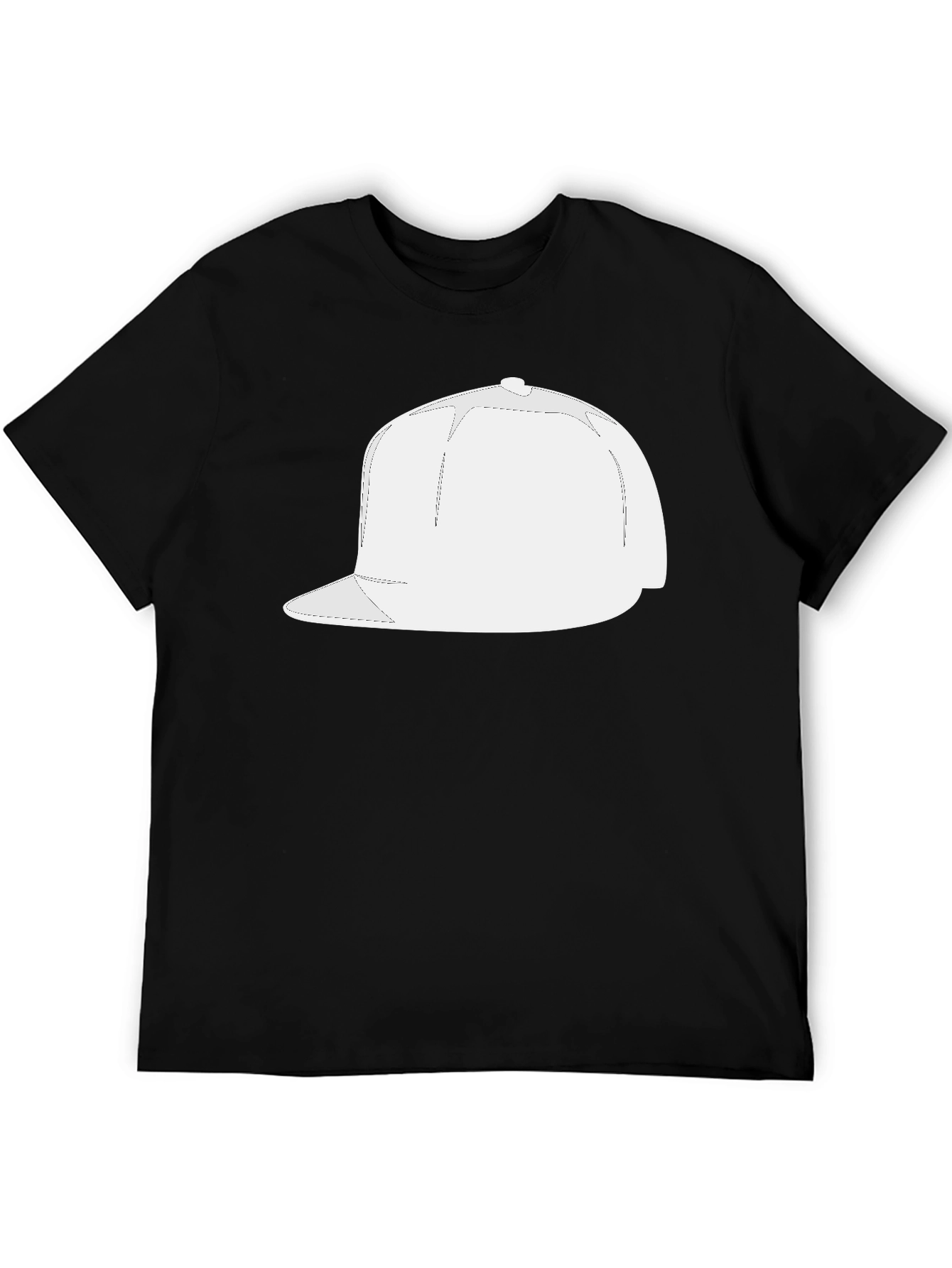 Black Men's Black T-Shirt with White Cap Graphic view 5