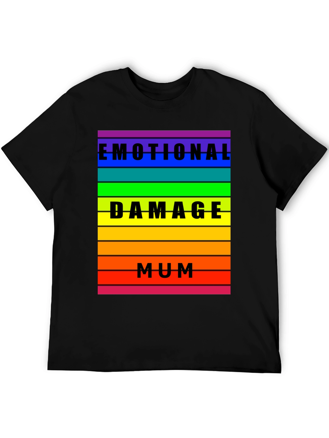 Black Emotional Damage Mum Rainbow Striped Graphic Tee view 5