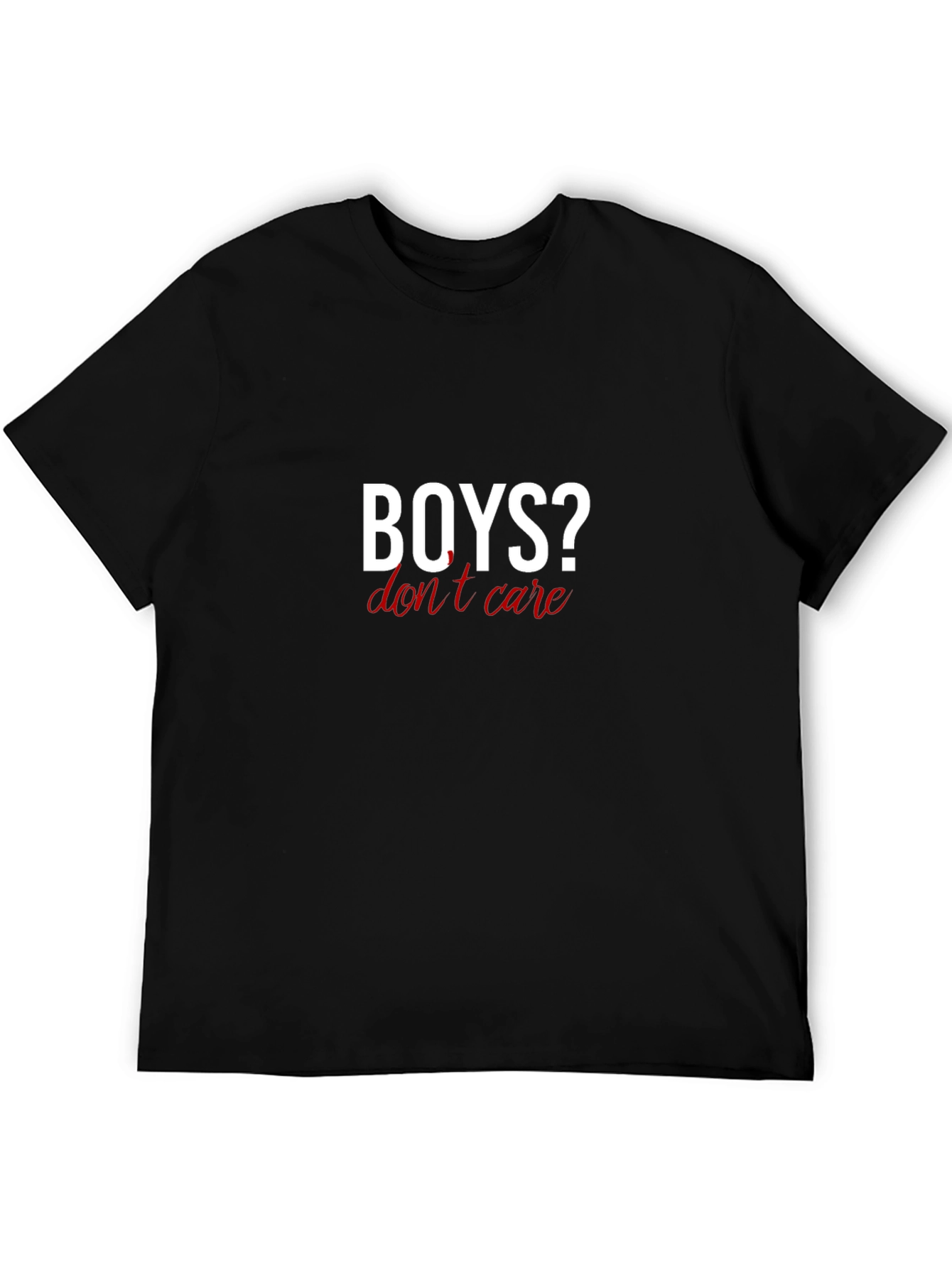 Black BOYS? Don't Care Graphic Tee - Unisex Black T-Shirt view 5