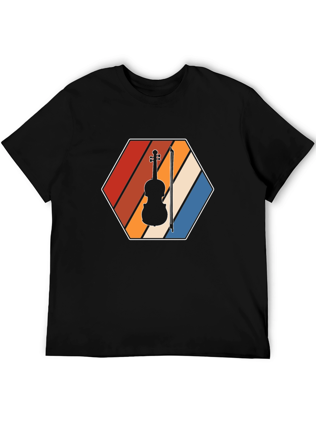 Black Retro Violin T-Shirt - Music Lover Tee view 5