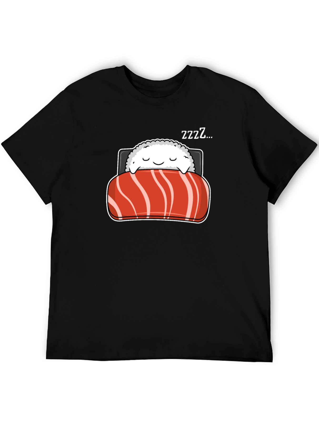 Black Sleeping Sushi Roll Graphic T-Shirt view 5