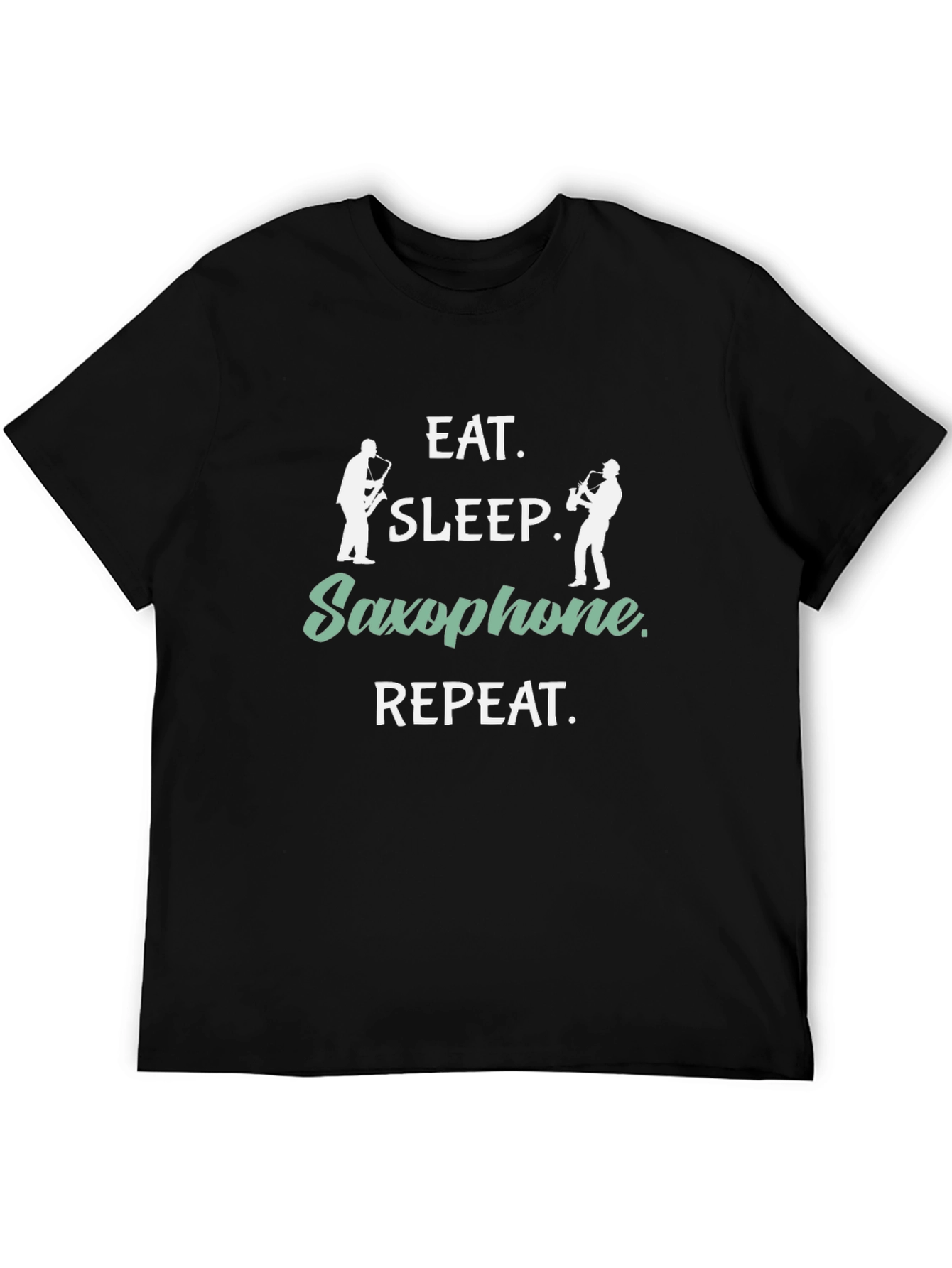 Black Eat Sleep Saxophone Repeat Black T-Shirt view 5