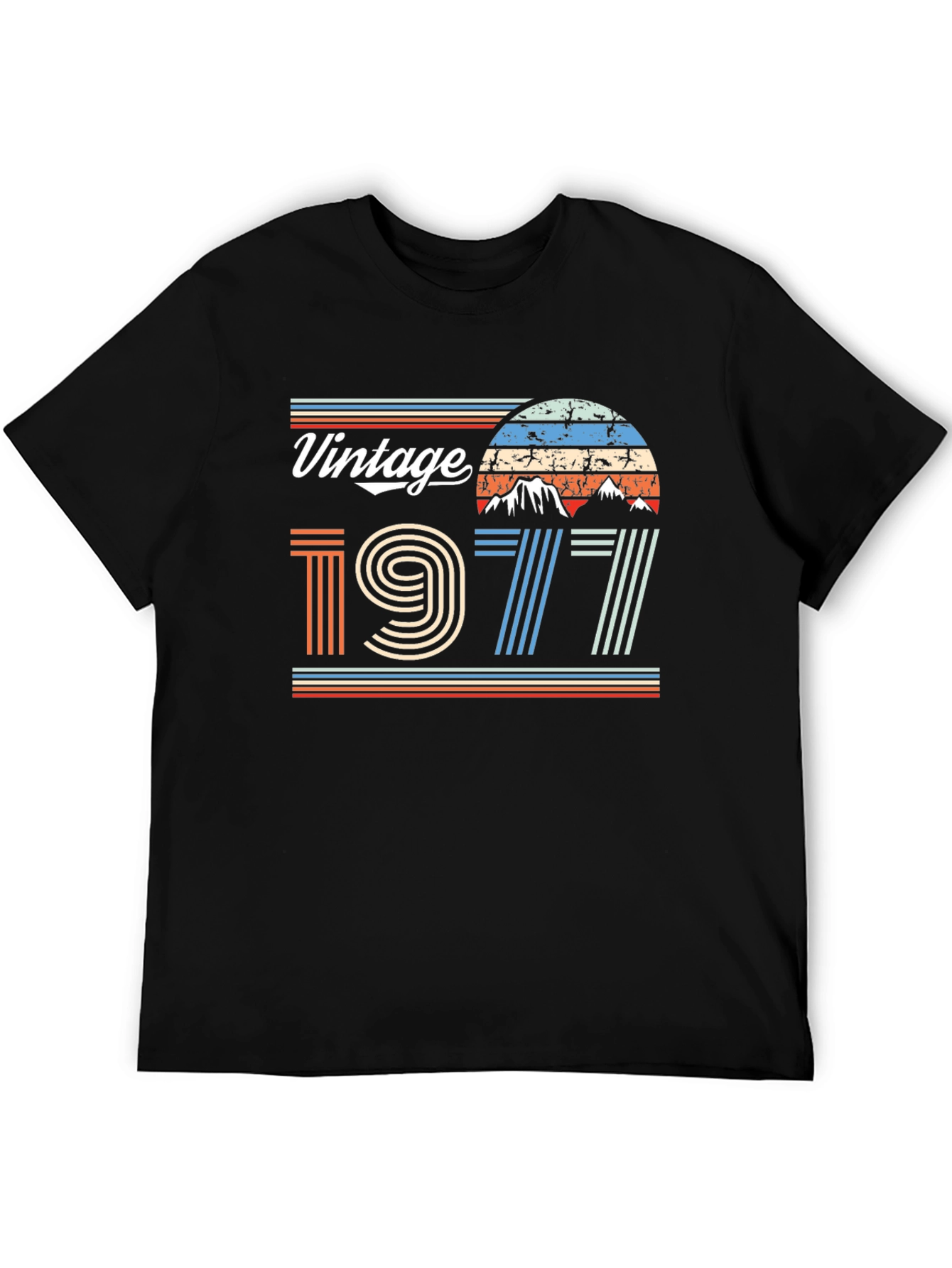 Black Vintage 1977 Graphic T-Shirt Retro Style Tee view 5