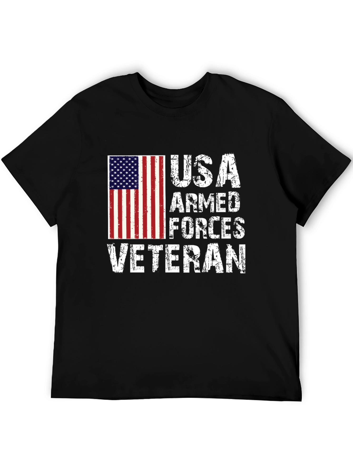 Black USA Armed Forces Veteran T-Shirt view 5
