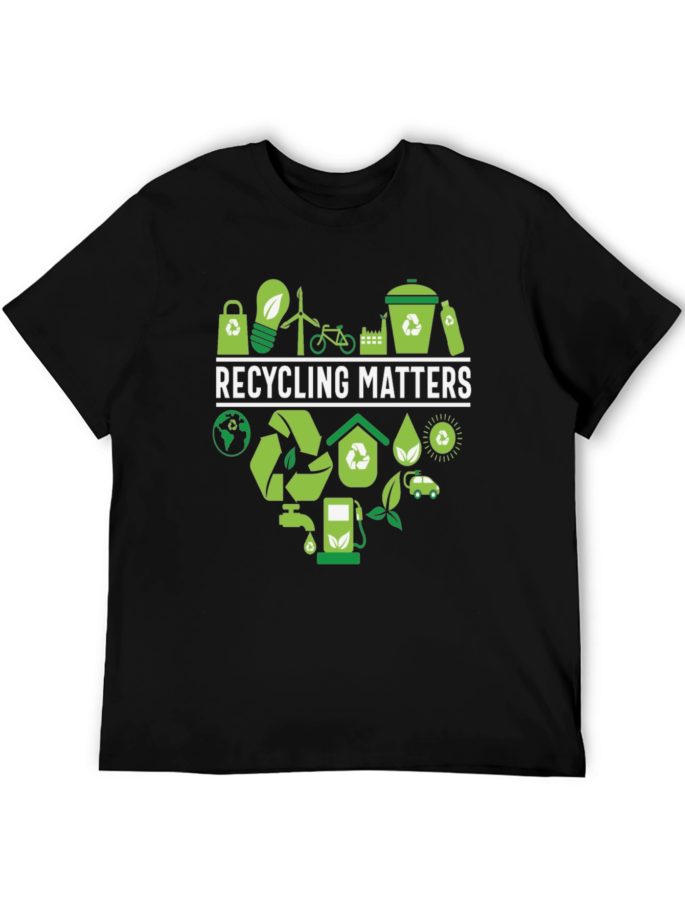 Black Recycling Matters Graphic Tee - Eco-Friendly Design view 5