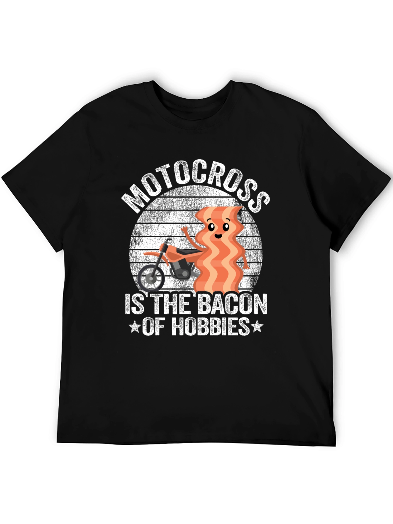 Black Motocross Bacon Hobbies Black Graphic Tee view 5