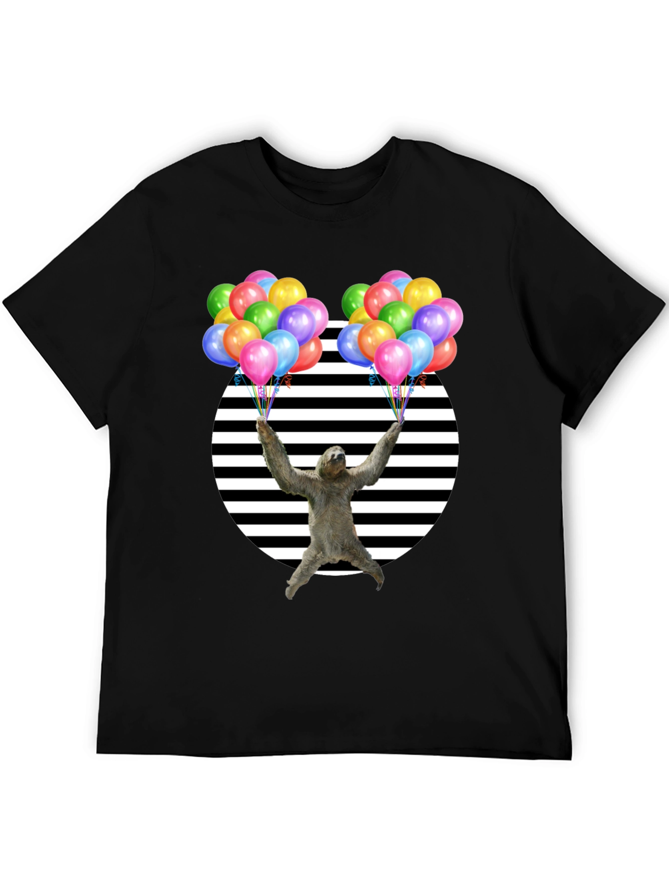 Black Sloth Balloons Graphic T-Shirt - Unisex Design view 5