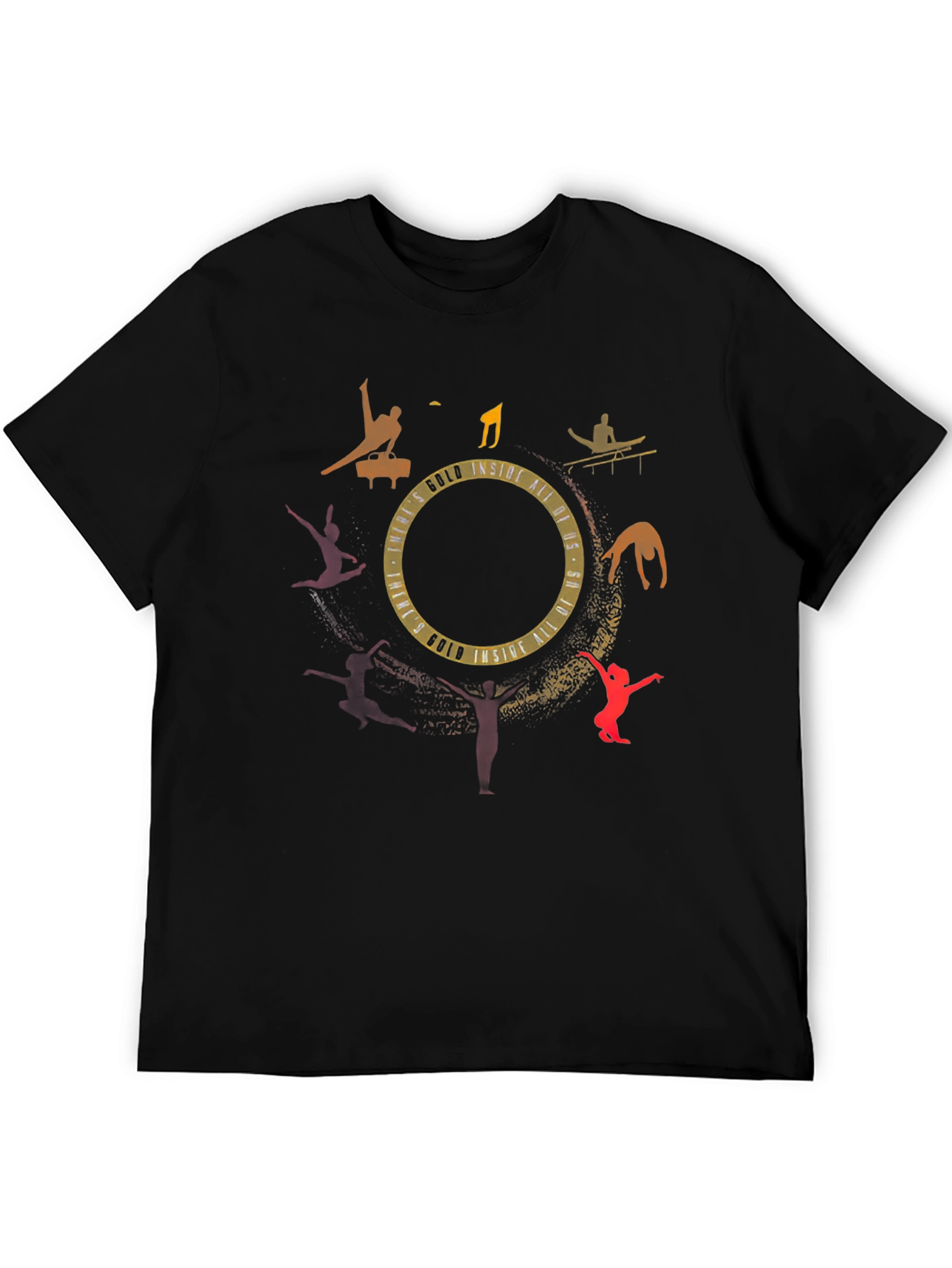 Black Gymnastics Silhouette Graphic Black T-Shirt view 5