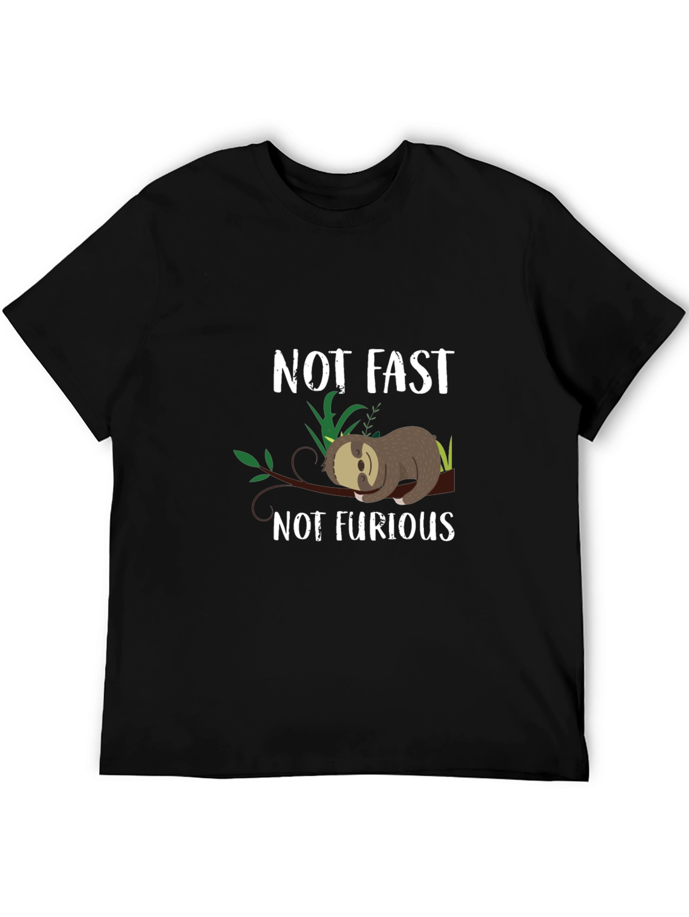 Black Not Fast Not Furious Sloth Graphic Tee view 5