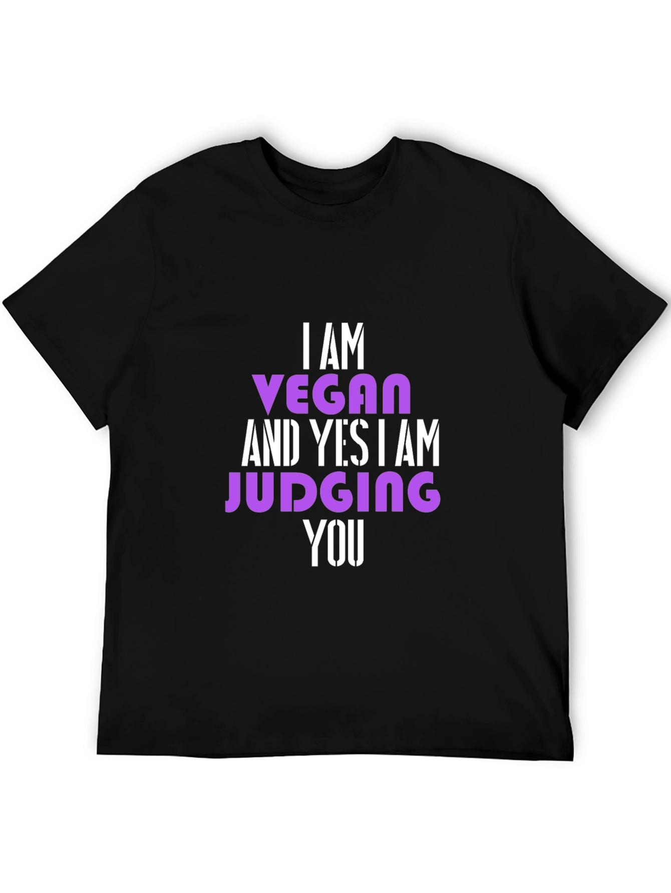 Black Vegan Statement T-Shirt - Judge Free... Almost view 5
