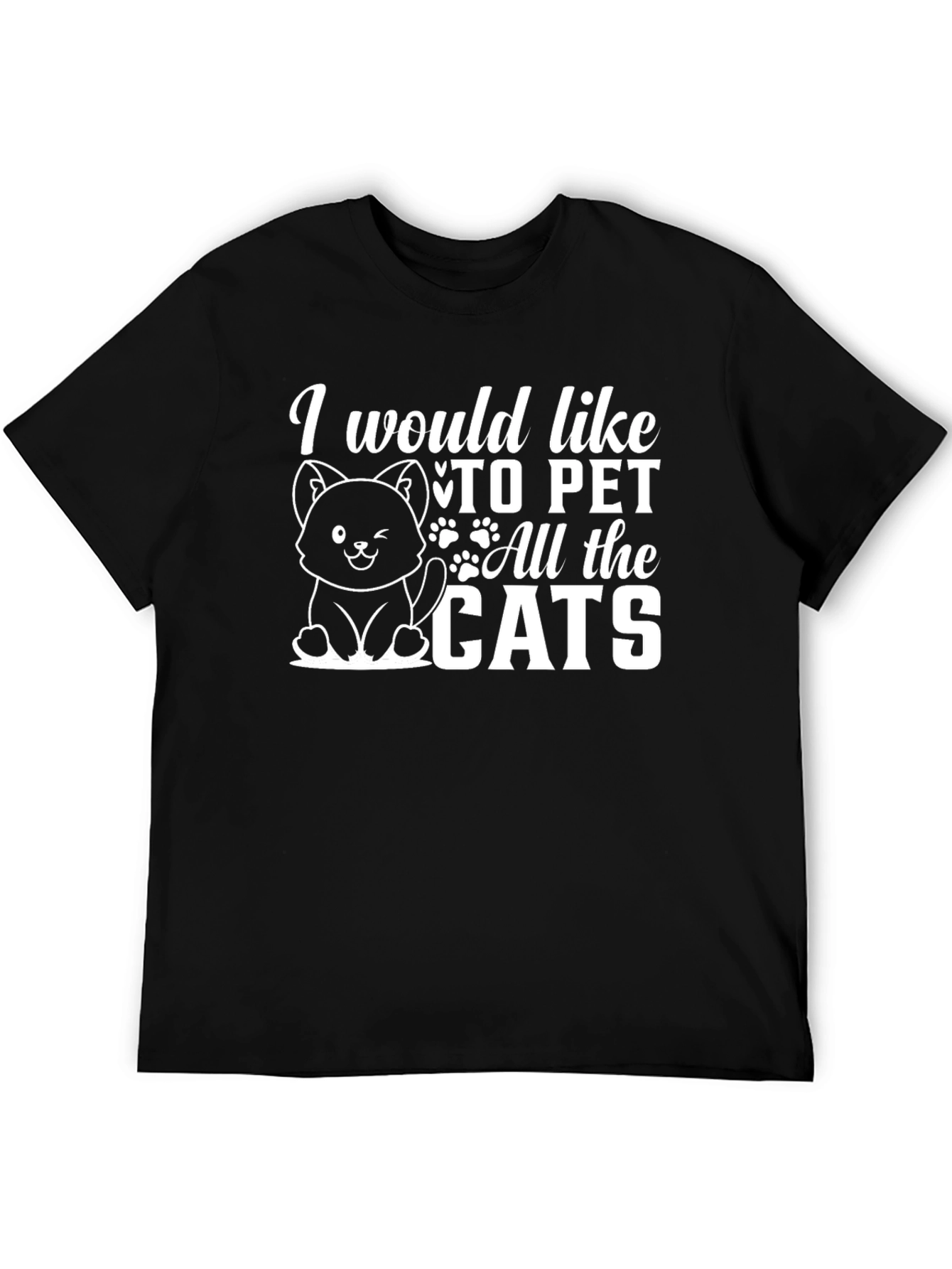 Black Funny Cat Lover T-Shirt - I Would Like To Pet All The Cats view 5